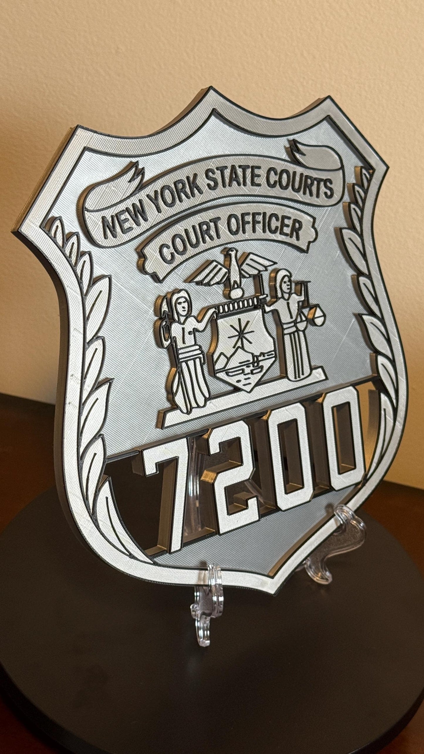 Embossed NYS Court Officer Shield Plaque: 3D Display Police Gift New York