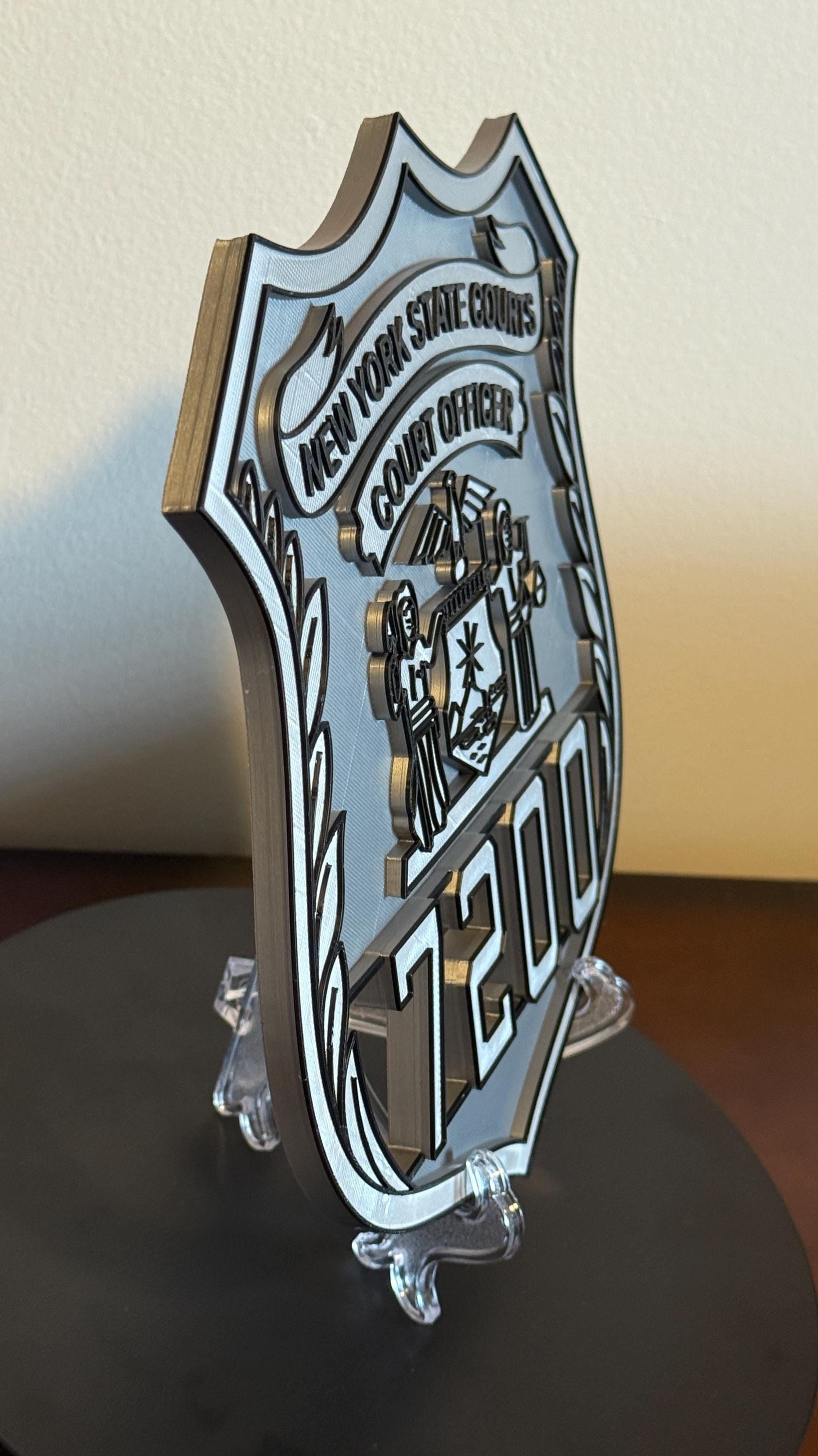 Embossed NYS Court Officer Shield Plaque: 3D Display Police Gift New York