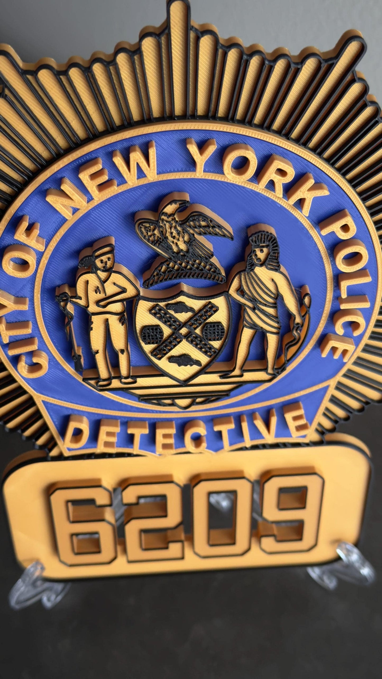 NYPD Detective Shield Plaque, Embossed 3D Display (9 Inch Plaque)
