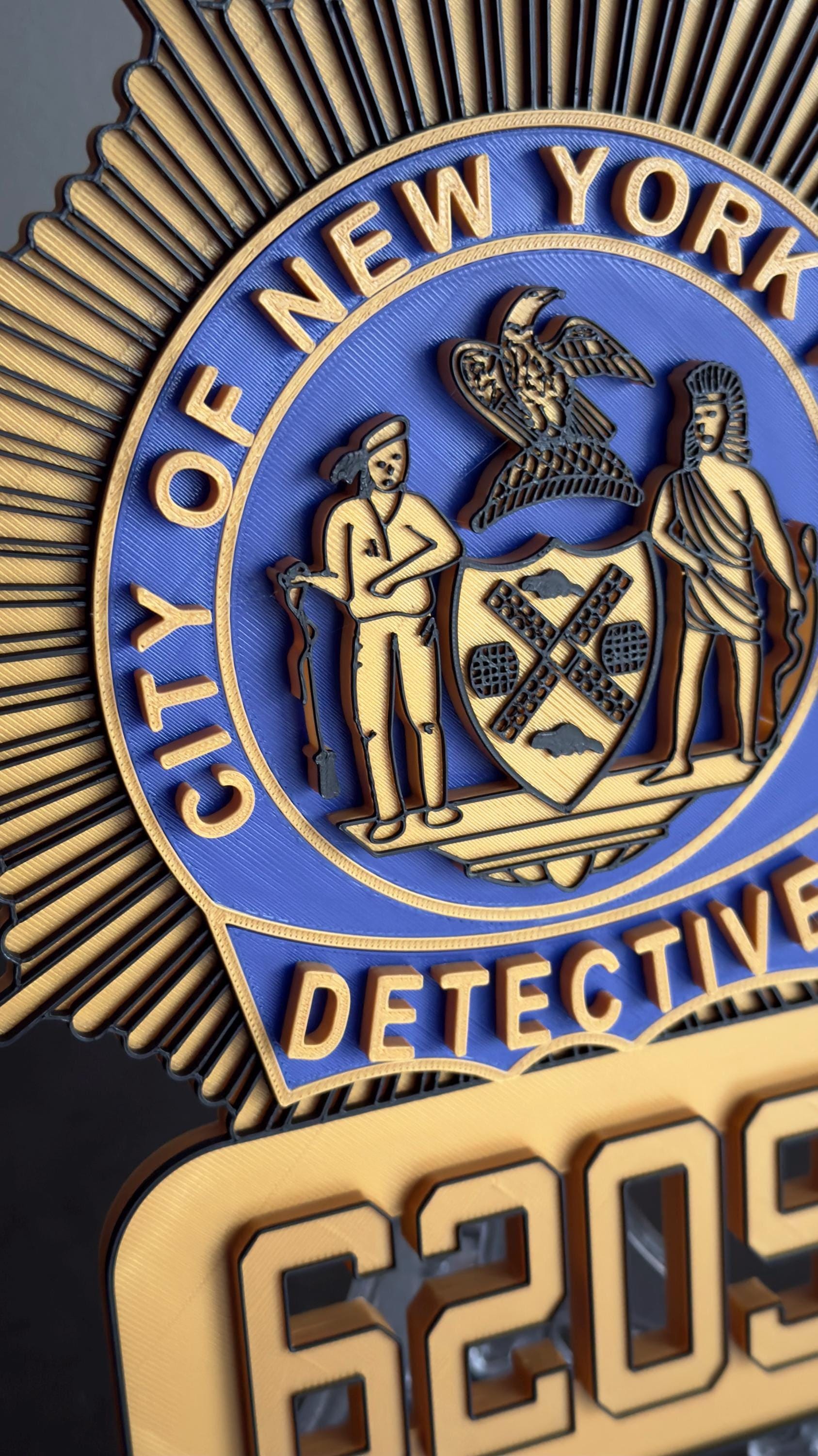 NYPD Detective Shield Plaque, Embossed 3D Display (9 Inch Plaque)