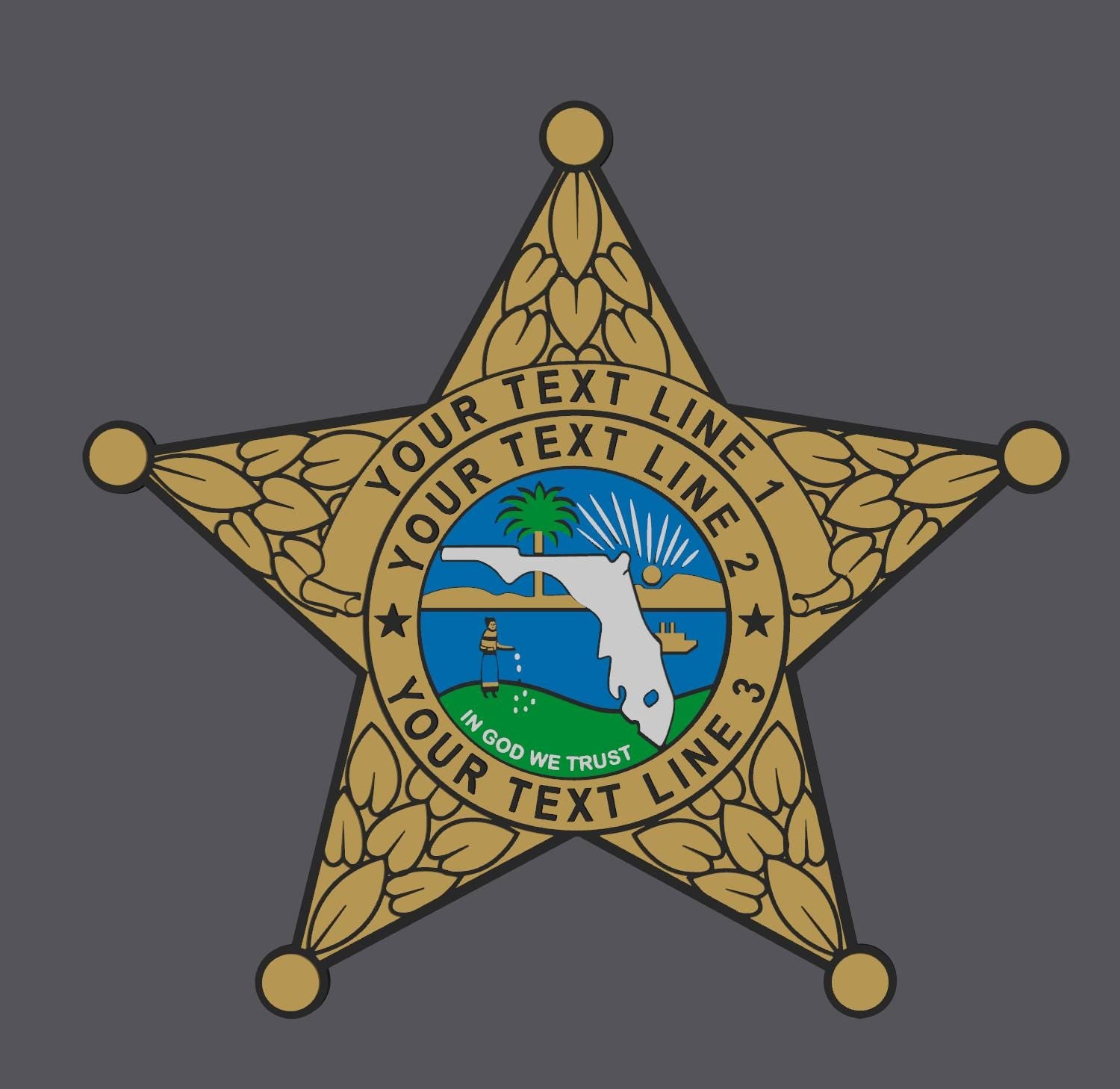 Customizable Florida Sheriff Badge Plaque - 3D Printed First Responder Wall Art