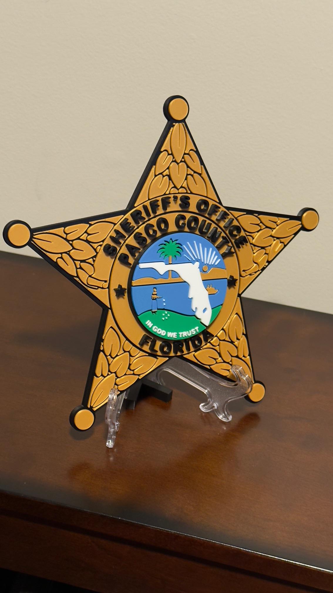 Florida Sheriff Badge Plaque - 3D Printed First Responder Wall Art Pasco or Hillsborough