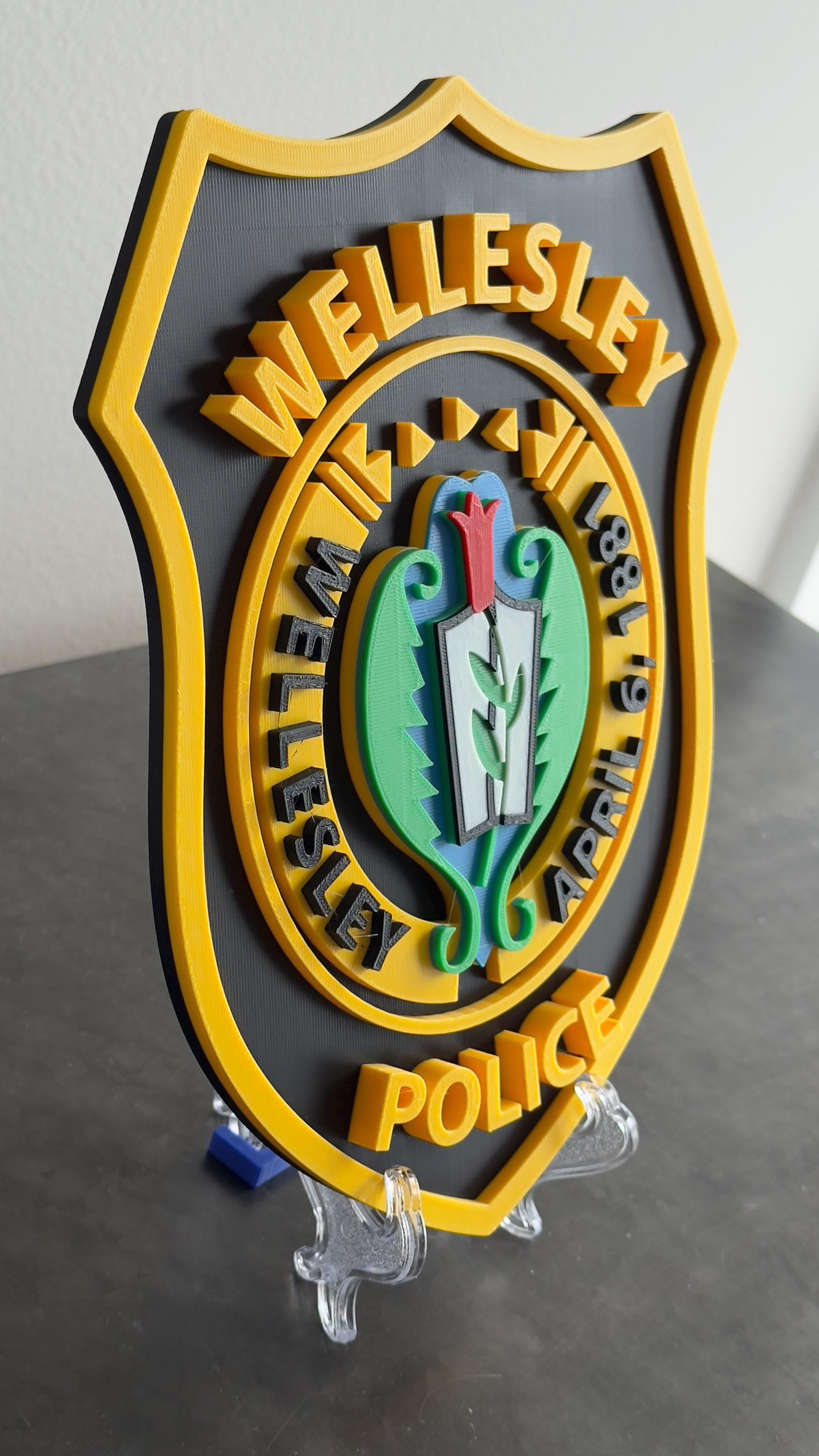 Wellesley Police Department 3D Plaque: First Responder Wall Art MA Massachusetts