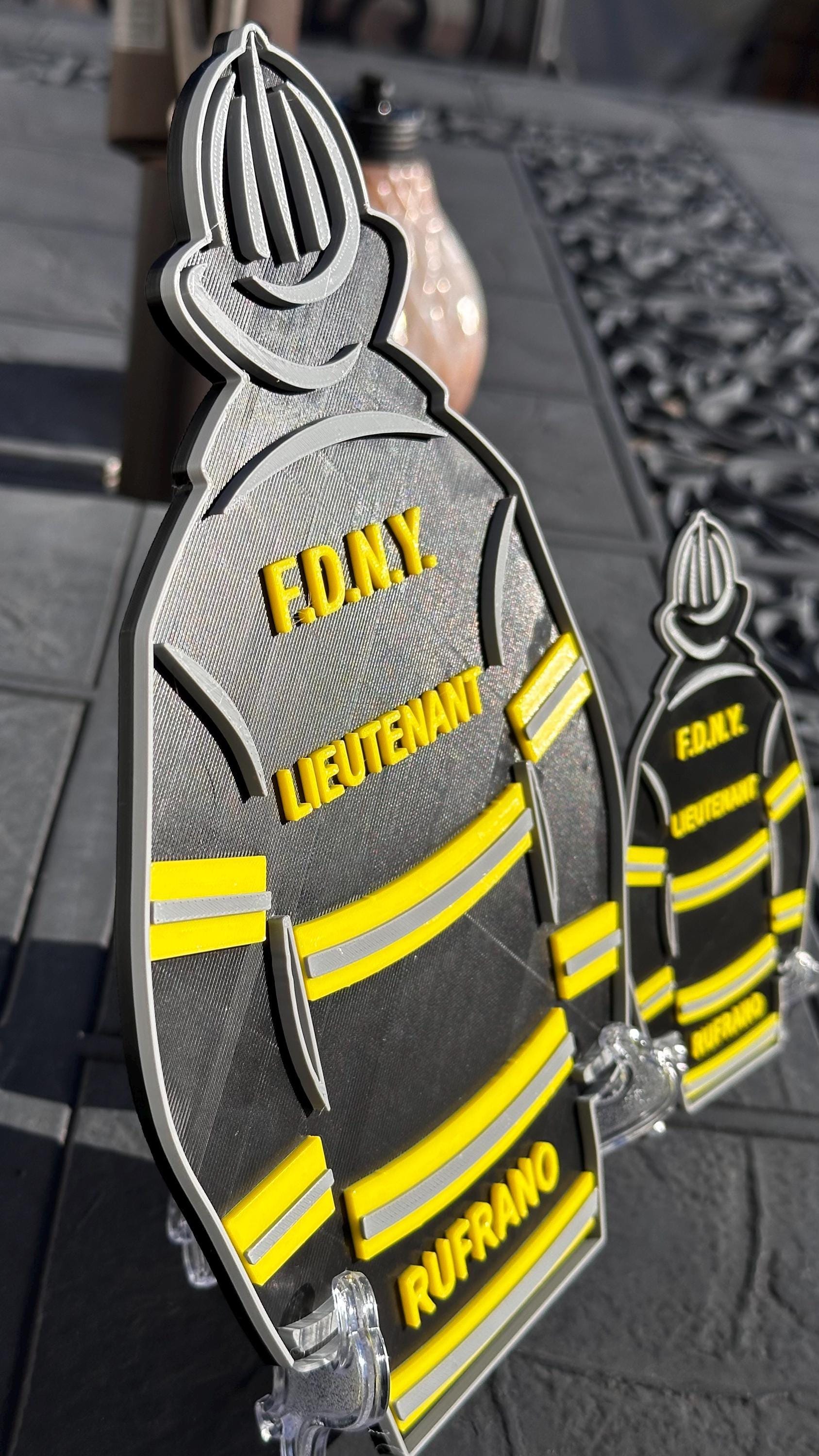 FDNY Turnout Coat Display Plaque: 3D Embossed Black Bunker Gear