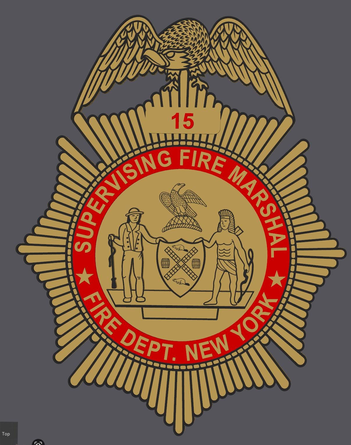 FDNY Officer Badge Plaque: 3D First Responder Wall Art NY Display Plaque