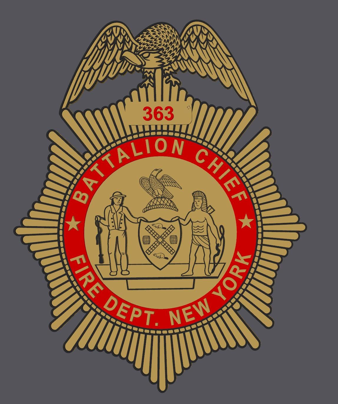 FDNY Officer Badge Plaque: 3D First Responder Wall Art NY Display Plaque