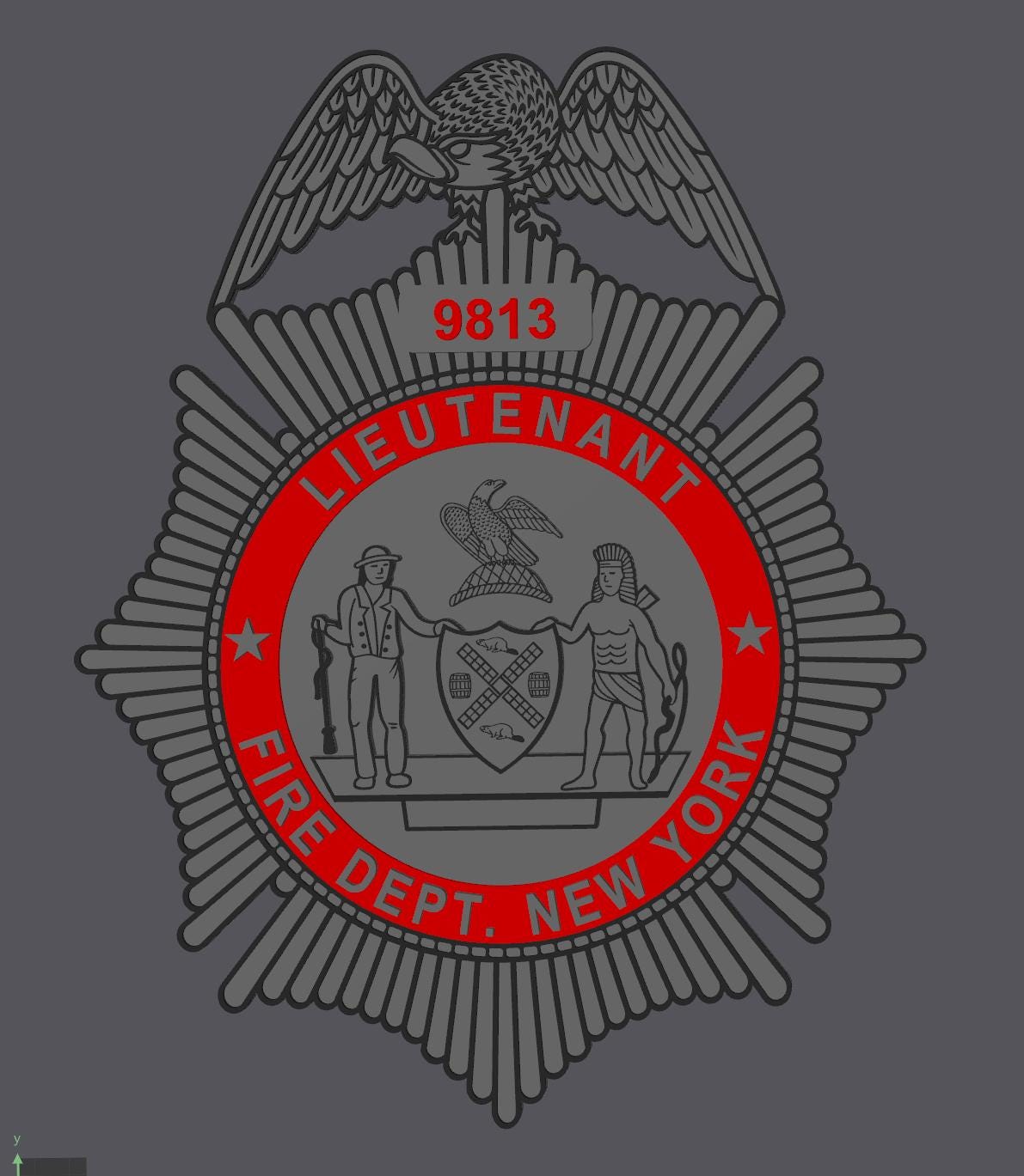 FDNY Officer Badge Plaque: 3D First Responder Wall Art NY Display Plaque