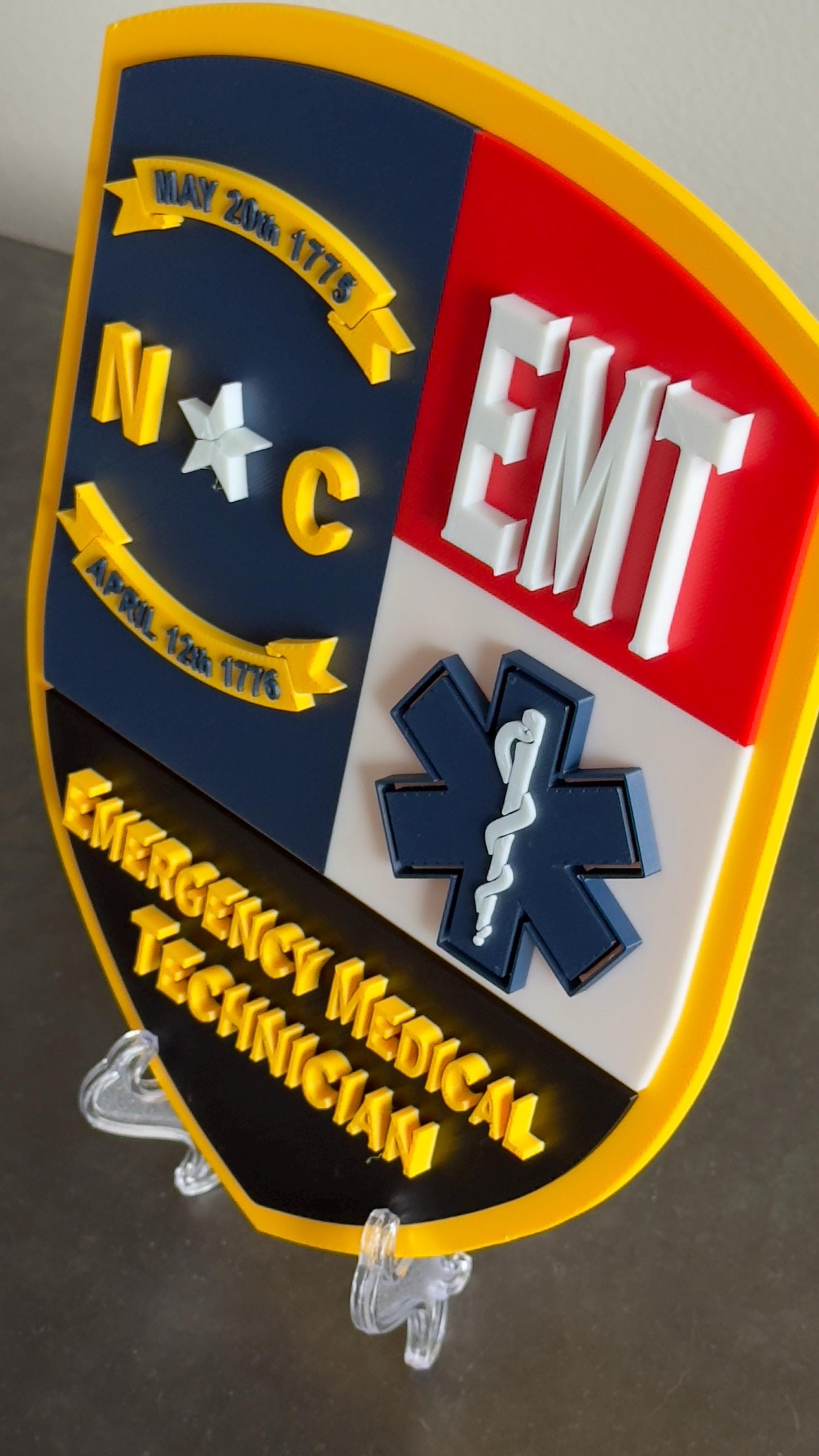 North Carolina EMT EMS Display Plaque: First Responder Wall Art