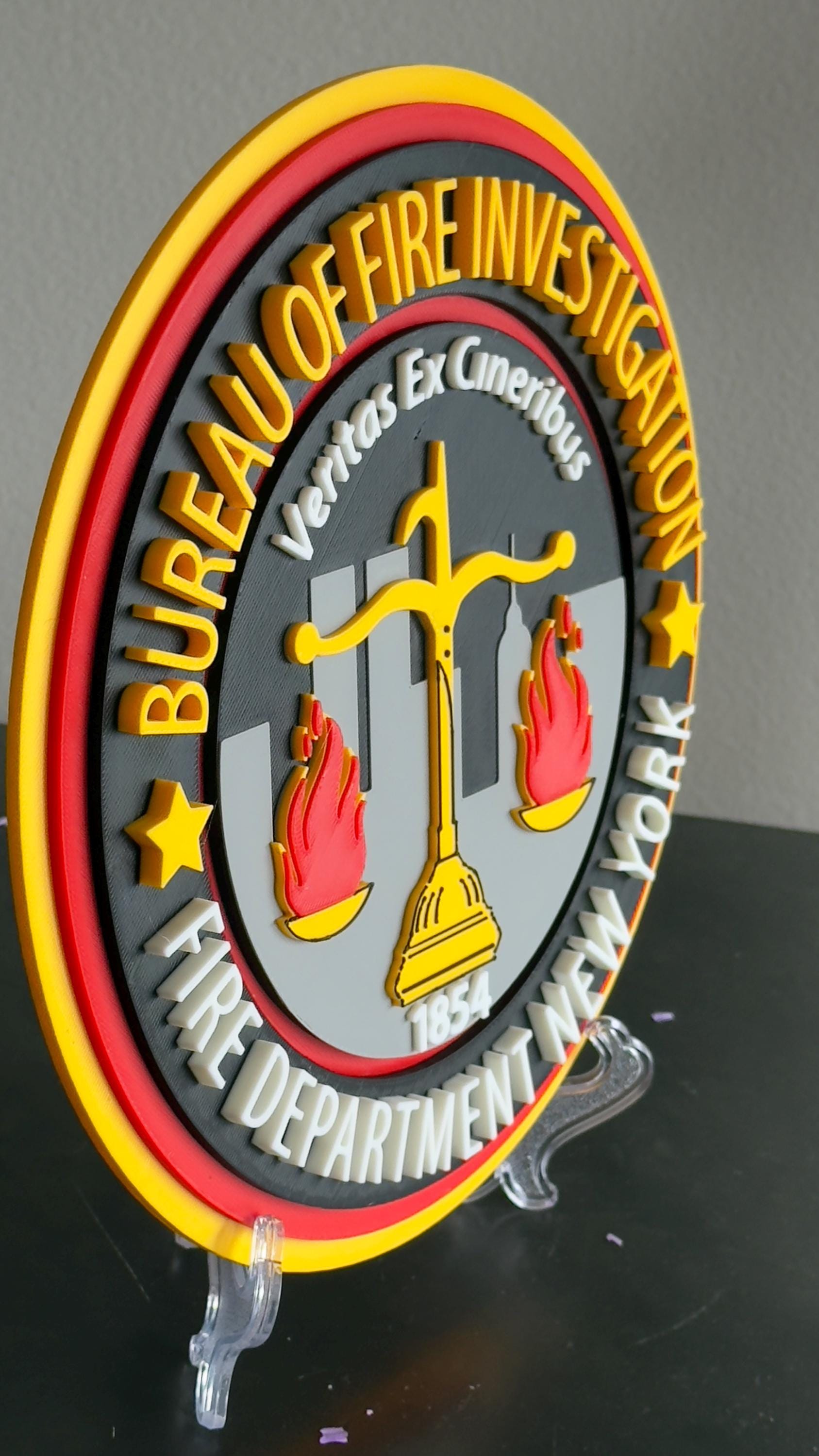 FDNY Bureau of Fire Investigations Plaque: 3D Embossed Firefighter Gift