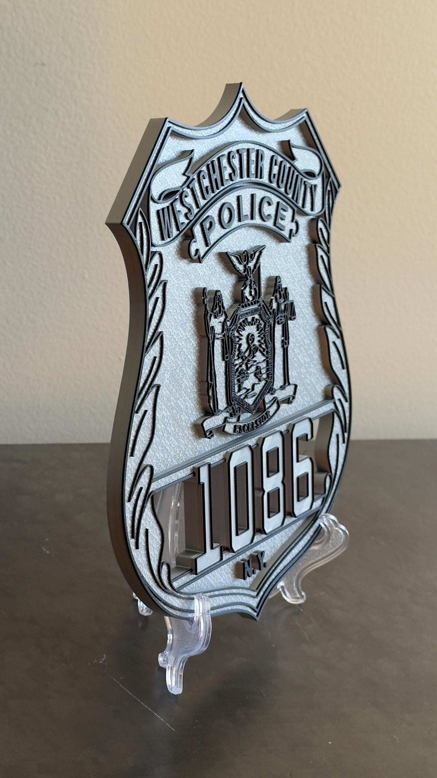 Police Shield Plaque: Westchester County Design (3D Embossed, Customizable) New York