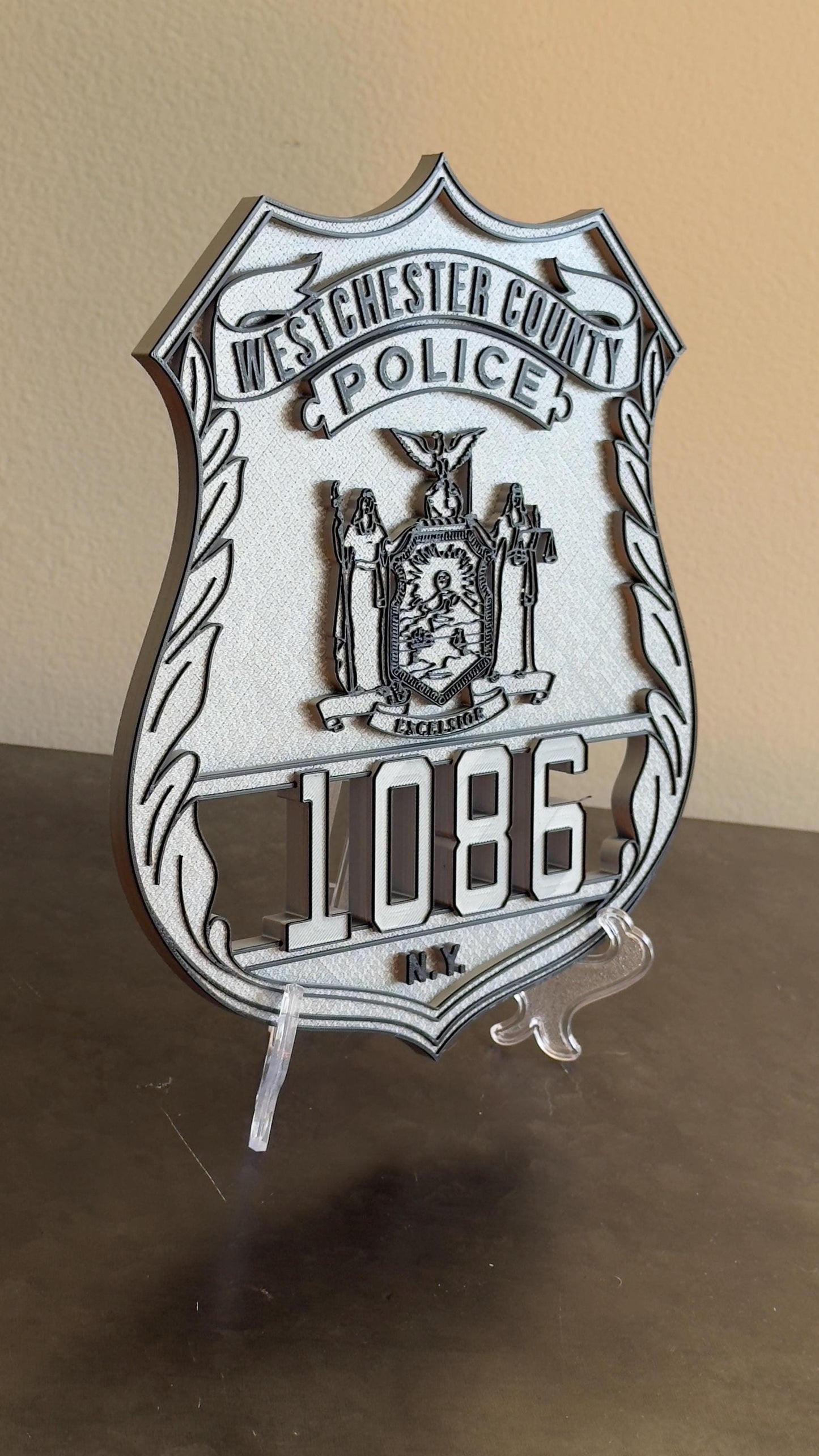 Police Shield Plaque: Westchester County Design (3D Embossed, Customizable) New York