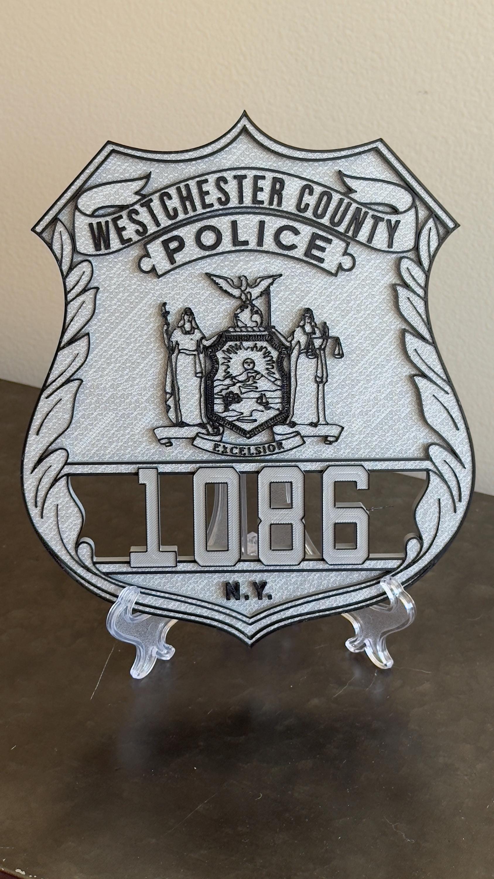 Police Shield Plaque: Westchester County Design (3D Embossed, Customizable) New York