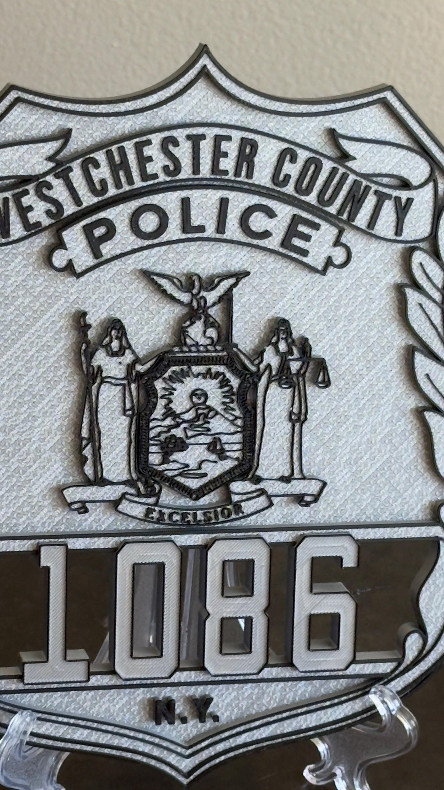 Police Shield Plaque: Westchester County Design (3D Embossed, Customizable) New York