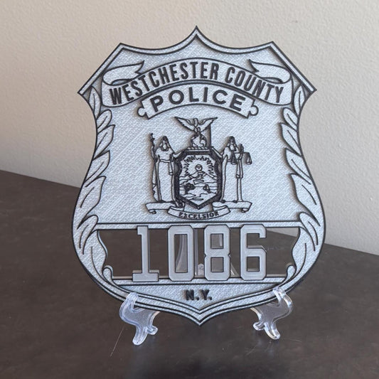 Police Shield Plaque: Westchester County Design (3D Embossed, Customizable) New York