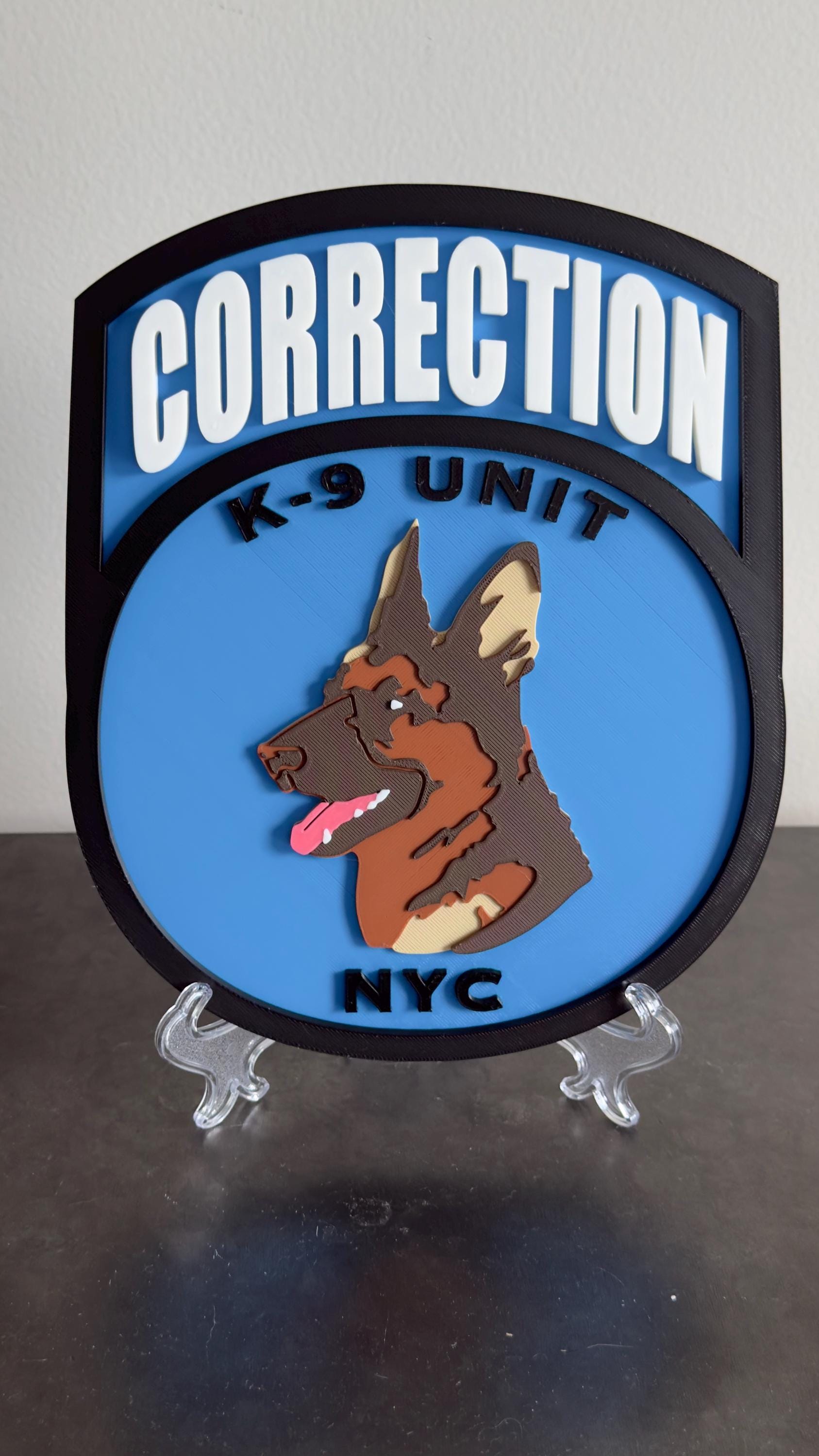 NYC Corrections K9 Unit 3D Plaque - First Responder Wall Decor New York