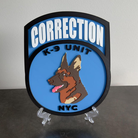 NYC Corrections K9 Unit 3D Plaque - First Responder Wall Decor New York