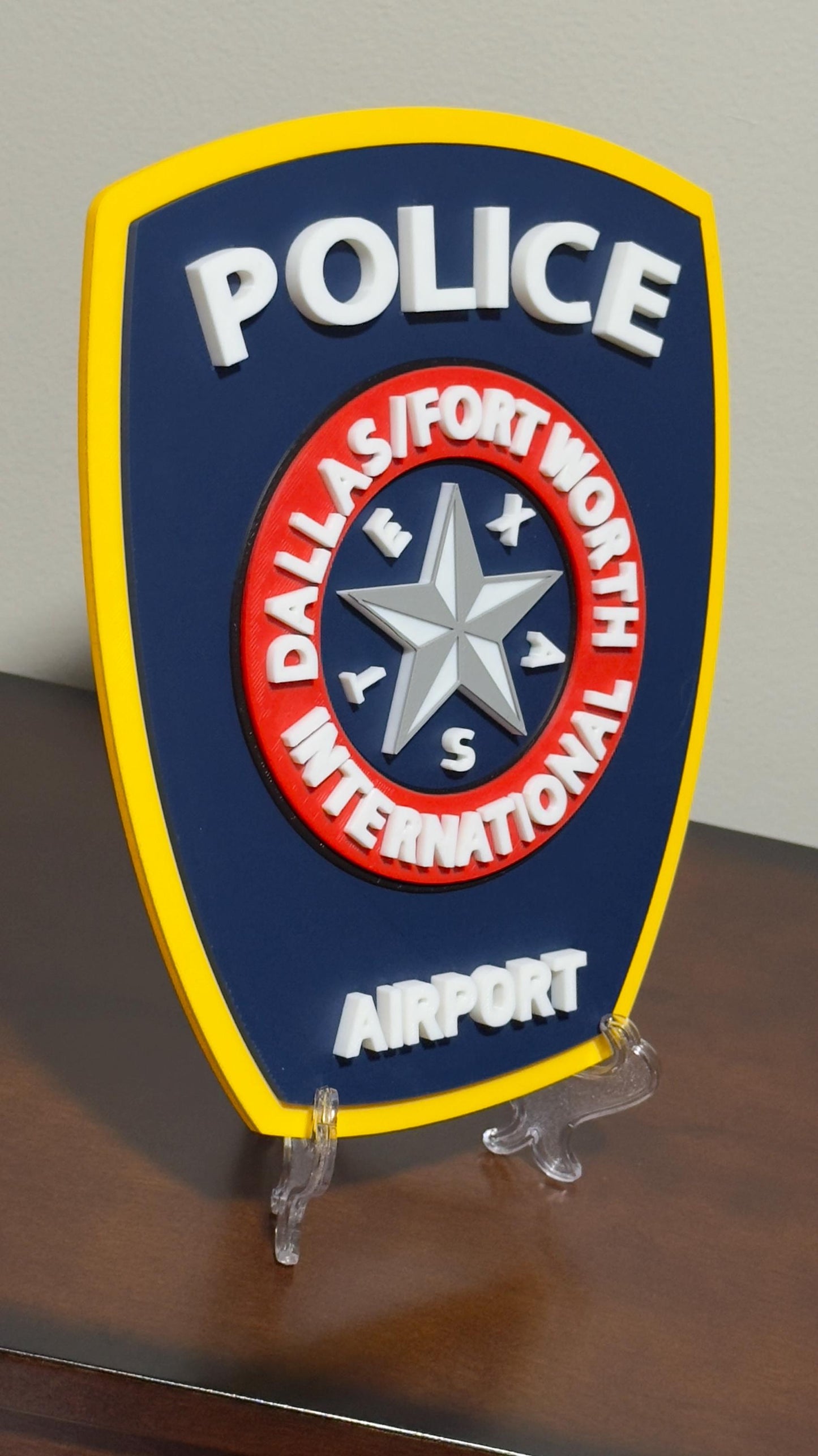 Texas DFW Airport Police Plaque - 3D Embossed Wall Art