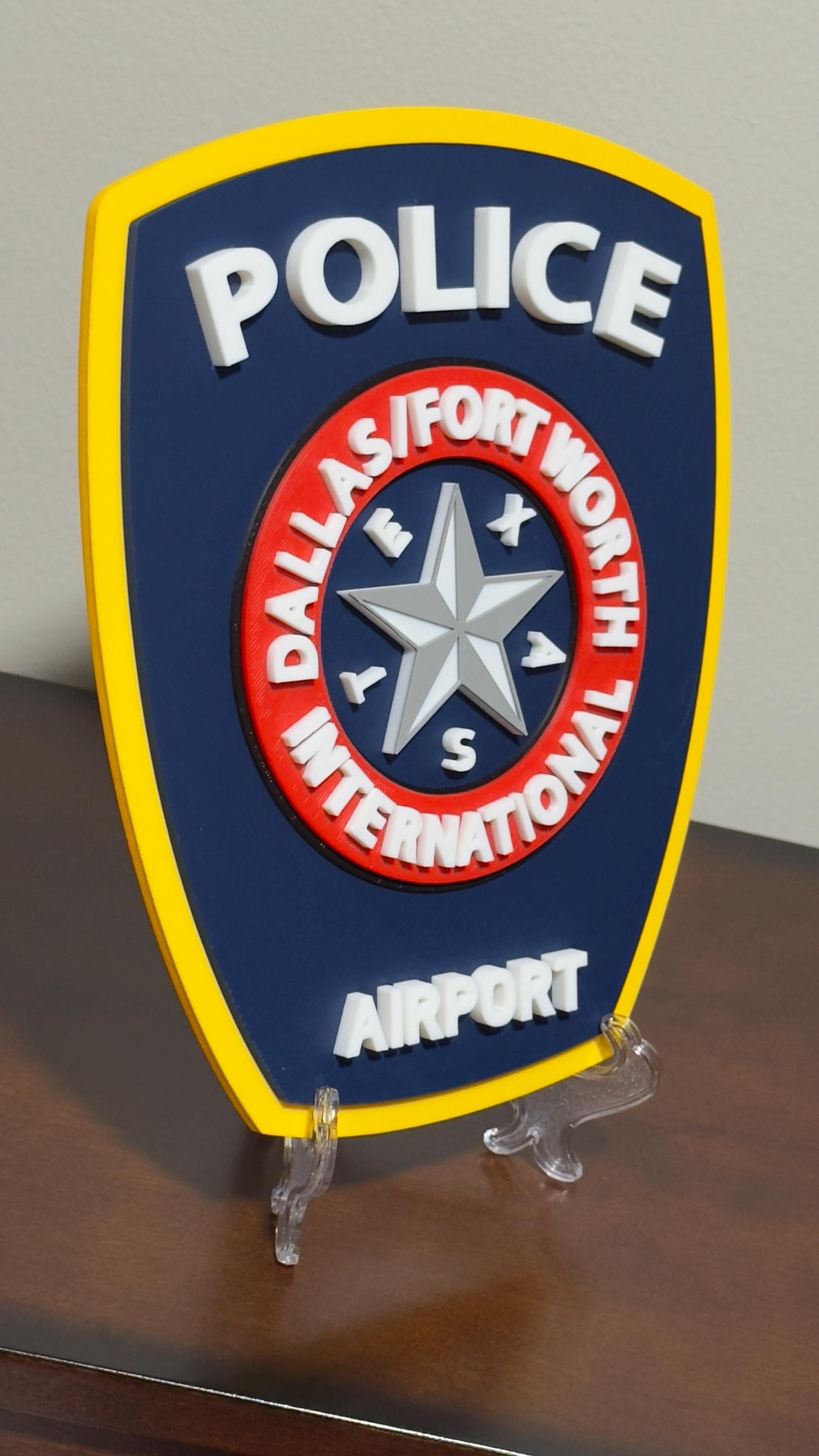 Texas DFW Airport Police Plaque - 3D Embossed Wall Art