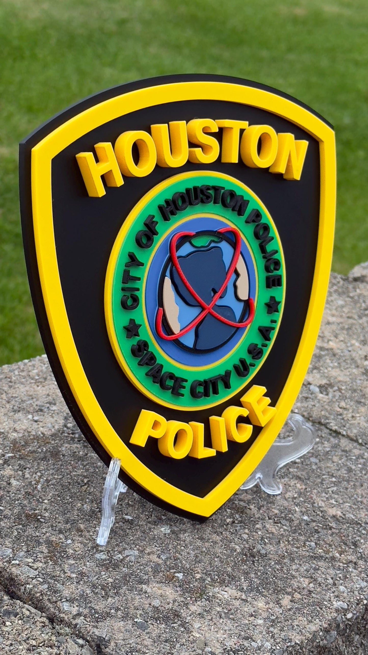 Houston Police 3D Embossed Plaque: First Responder Wall Art Texas