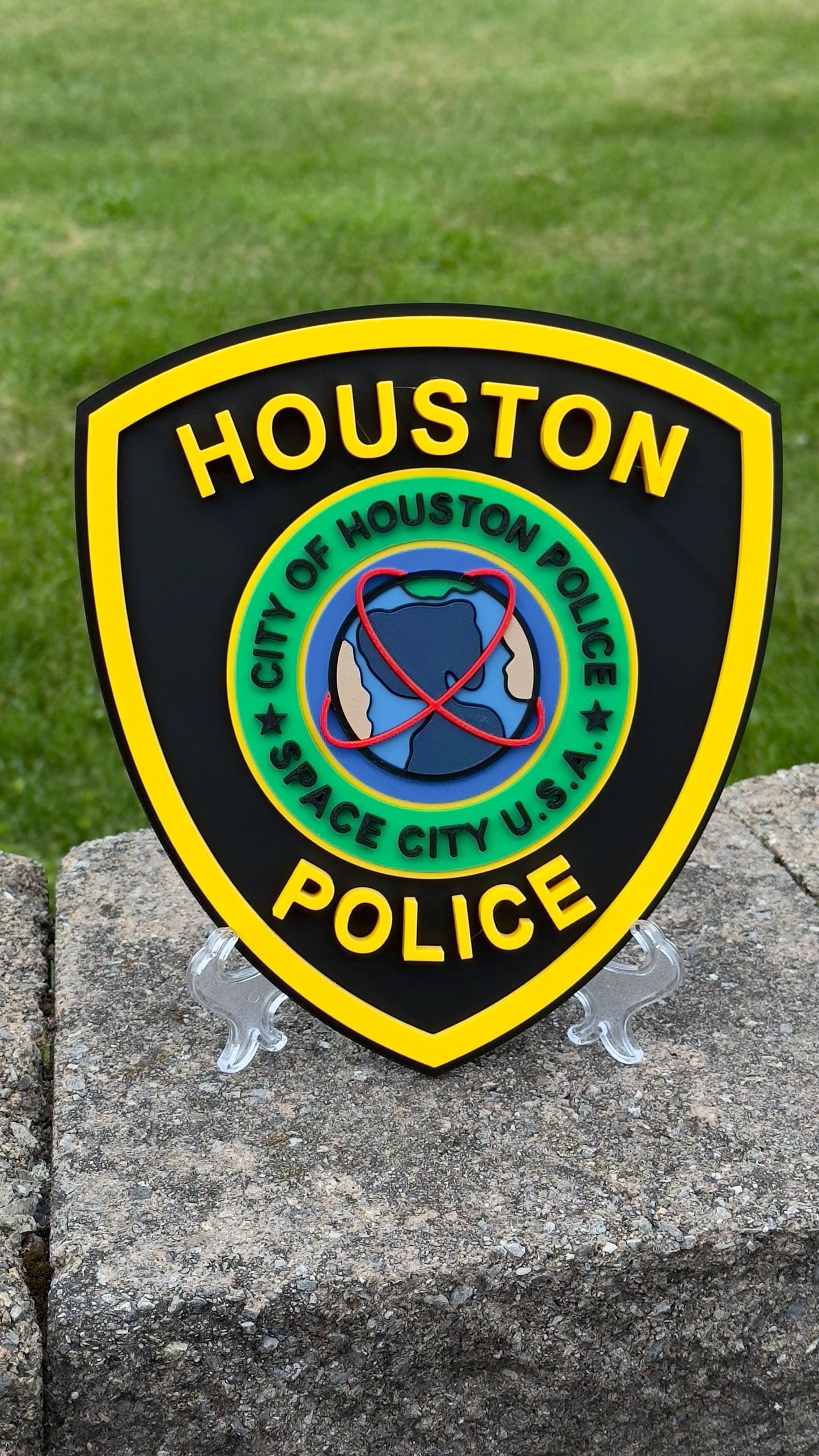 Houston Police 3D Embossed Plaque: First Responder Wall Art Texas