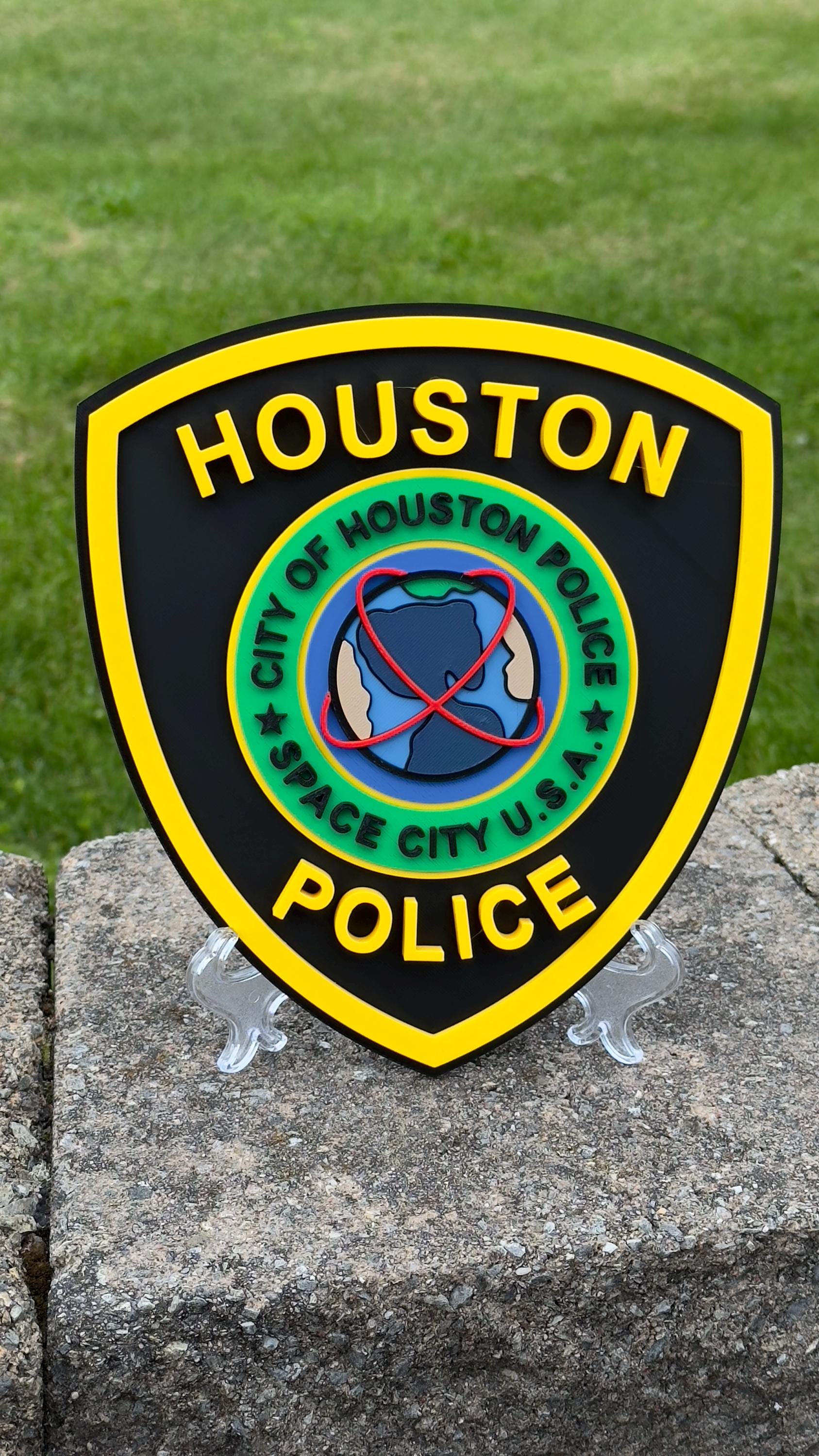 Houston Police 3D Embossed Plaque: First Responder Wall Art Texas