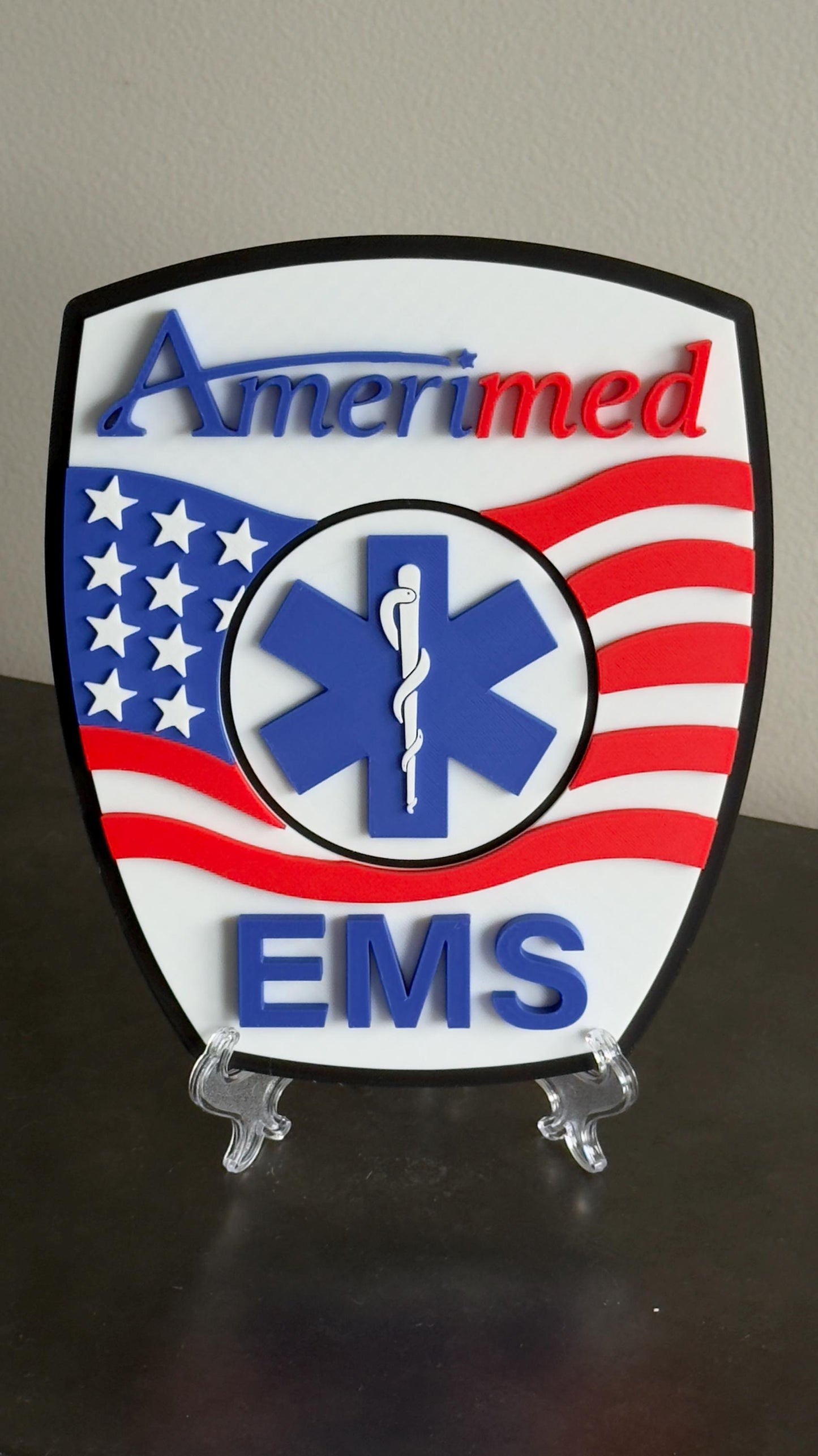 First Responder Wall Plaque: Amerimed EMS Logo - 3D Embossed Design