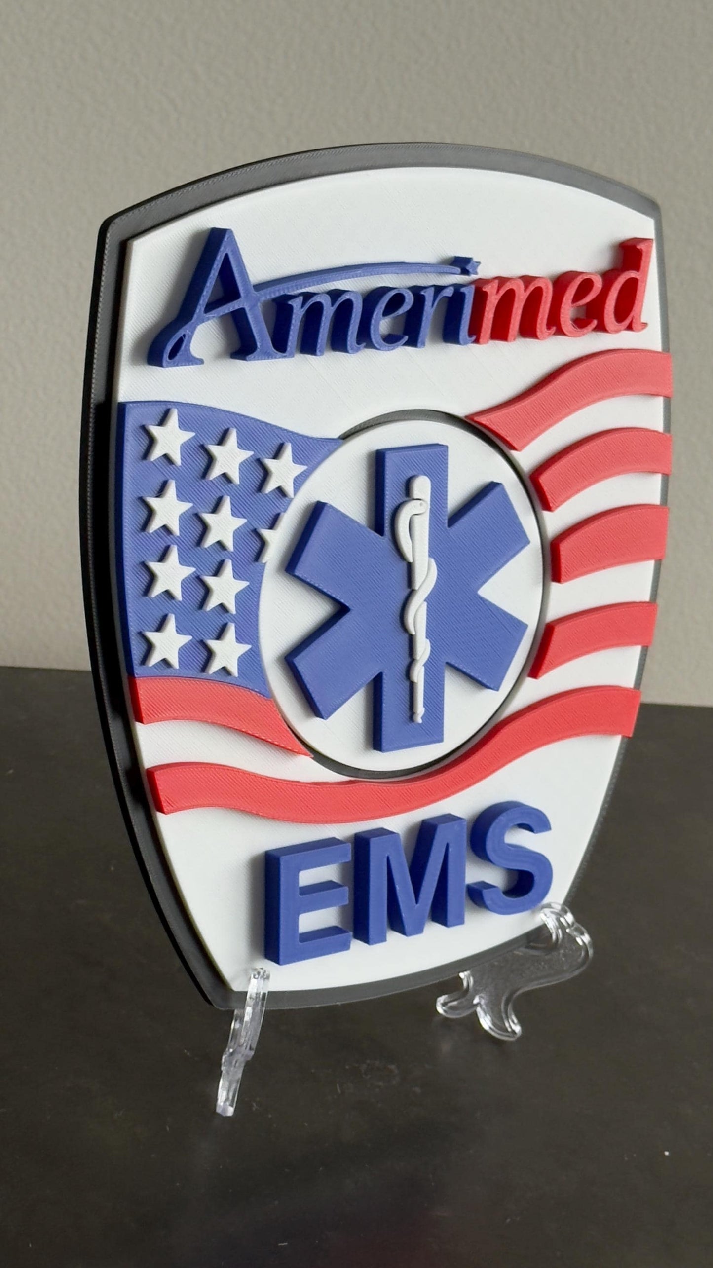 First Responder Wall Plaque: Amerimed EMS Logo - 3D Embossed Design