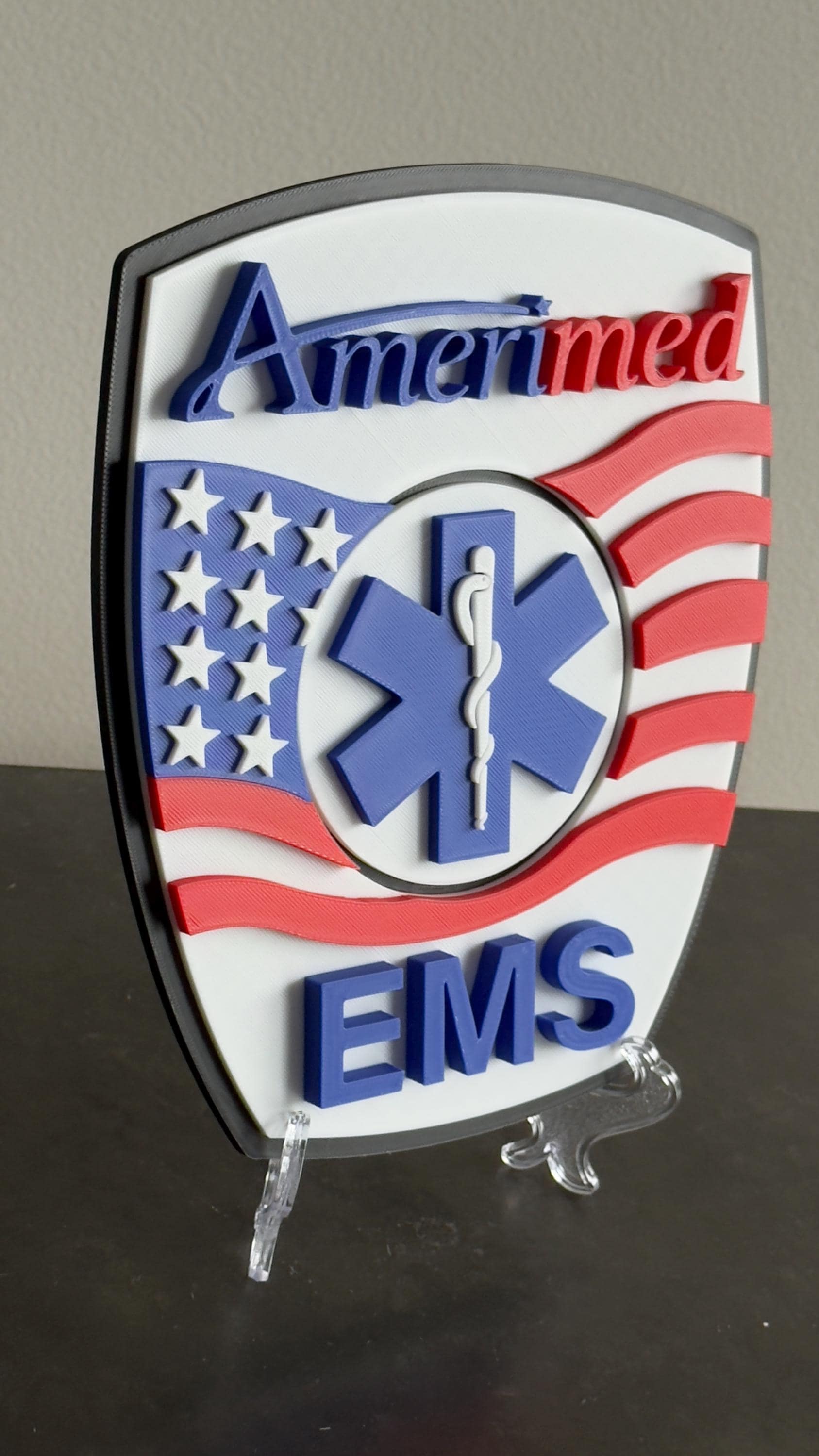 First Responder Wall Plaque: Amerimed EMS Logo - 3D Embossed Design