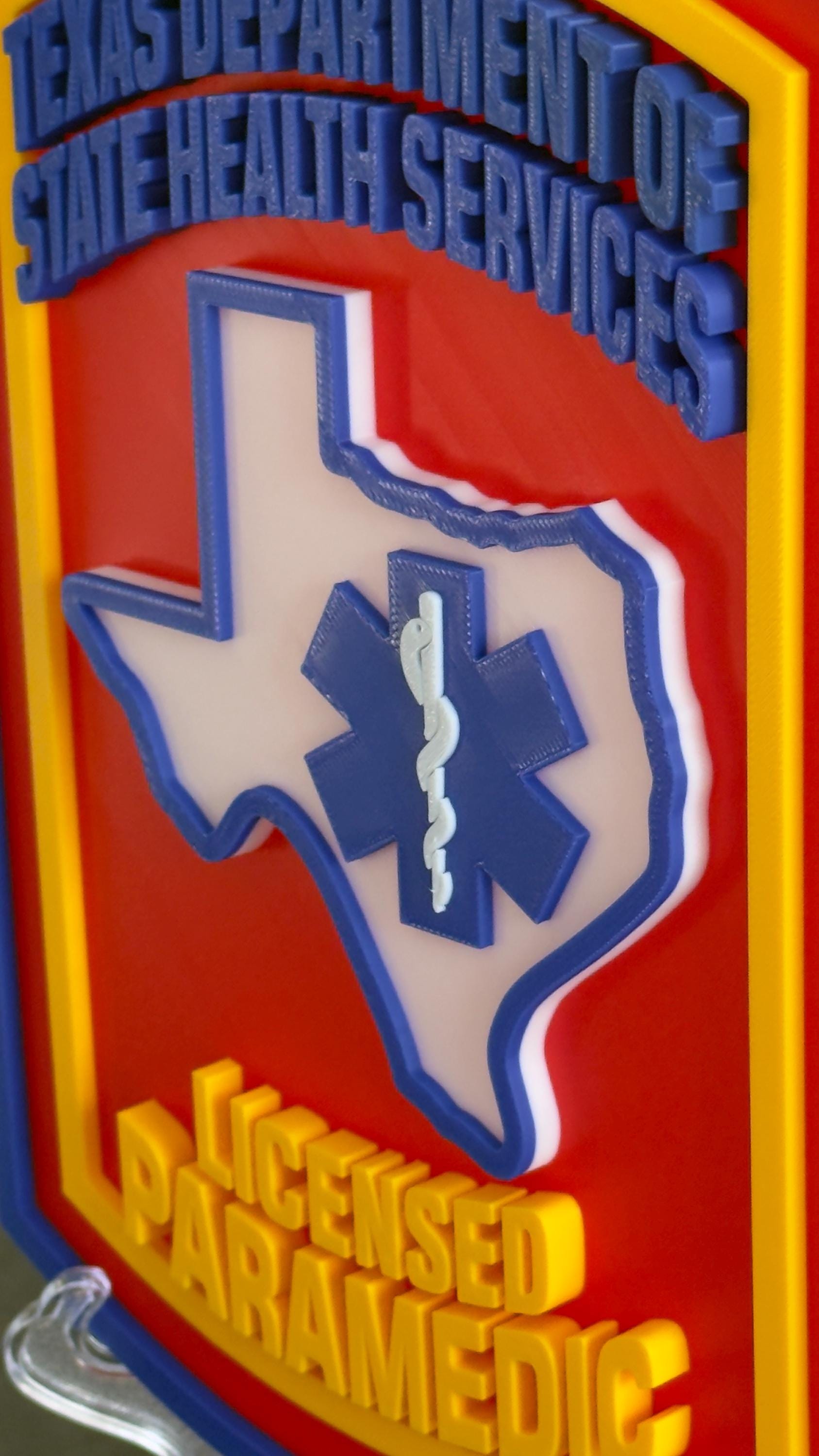 Paramedic Plaque: Texas EMS Tribute (3D Embossed Wall Art) Texas