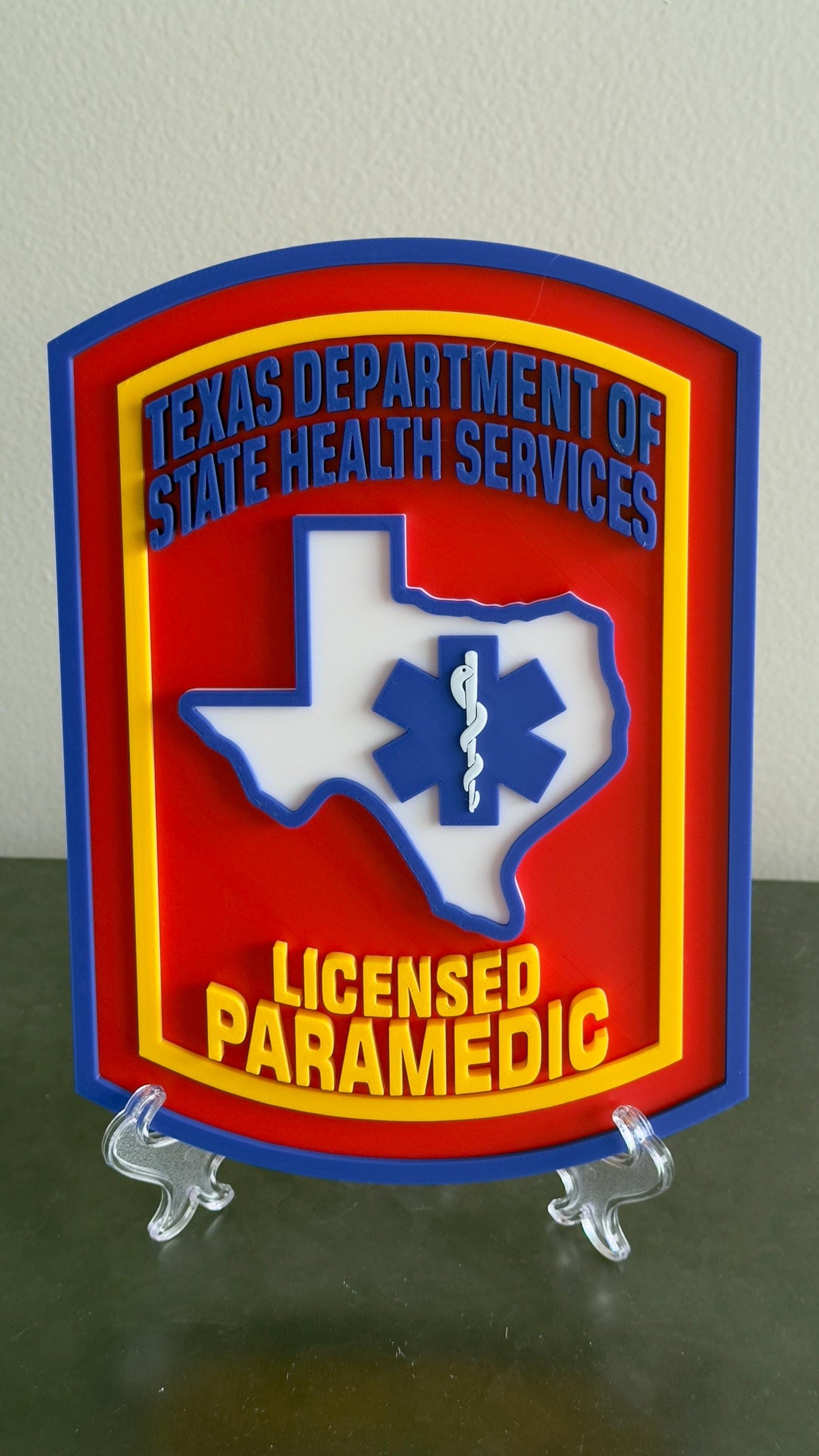 Paramedic Plaque: Texas EMS Tribute (3D Embossed Wall Art) Texas