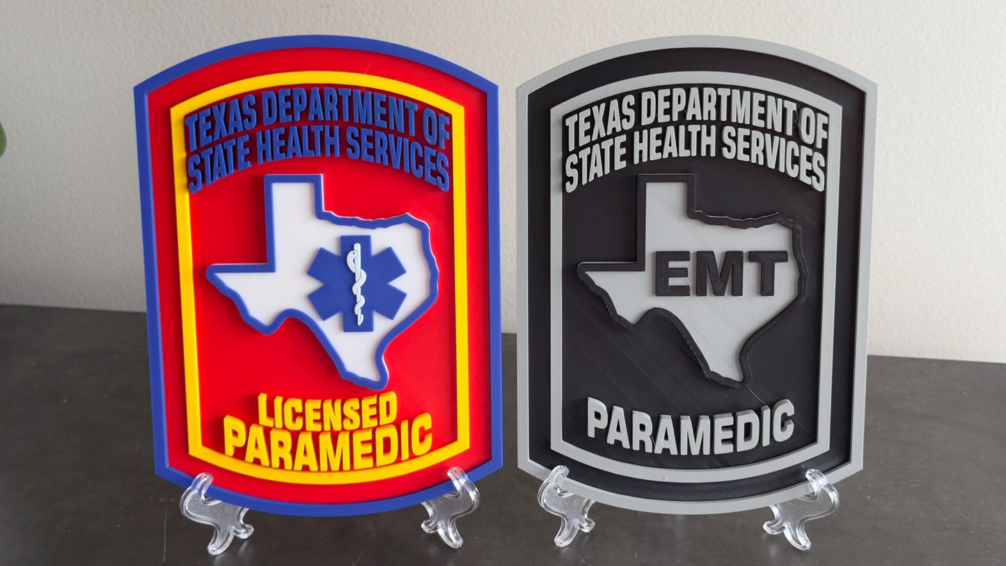 Paramedic Plaque: Texas EMS Tribute (3D Embossed Wall Art) Texas