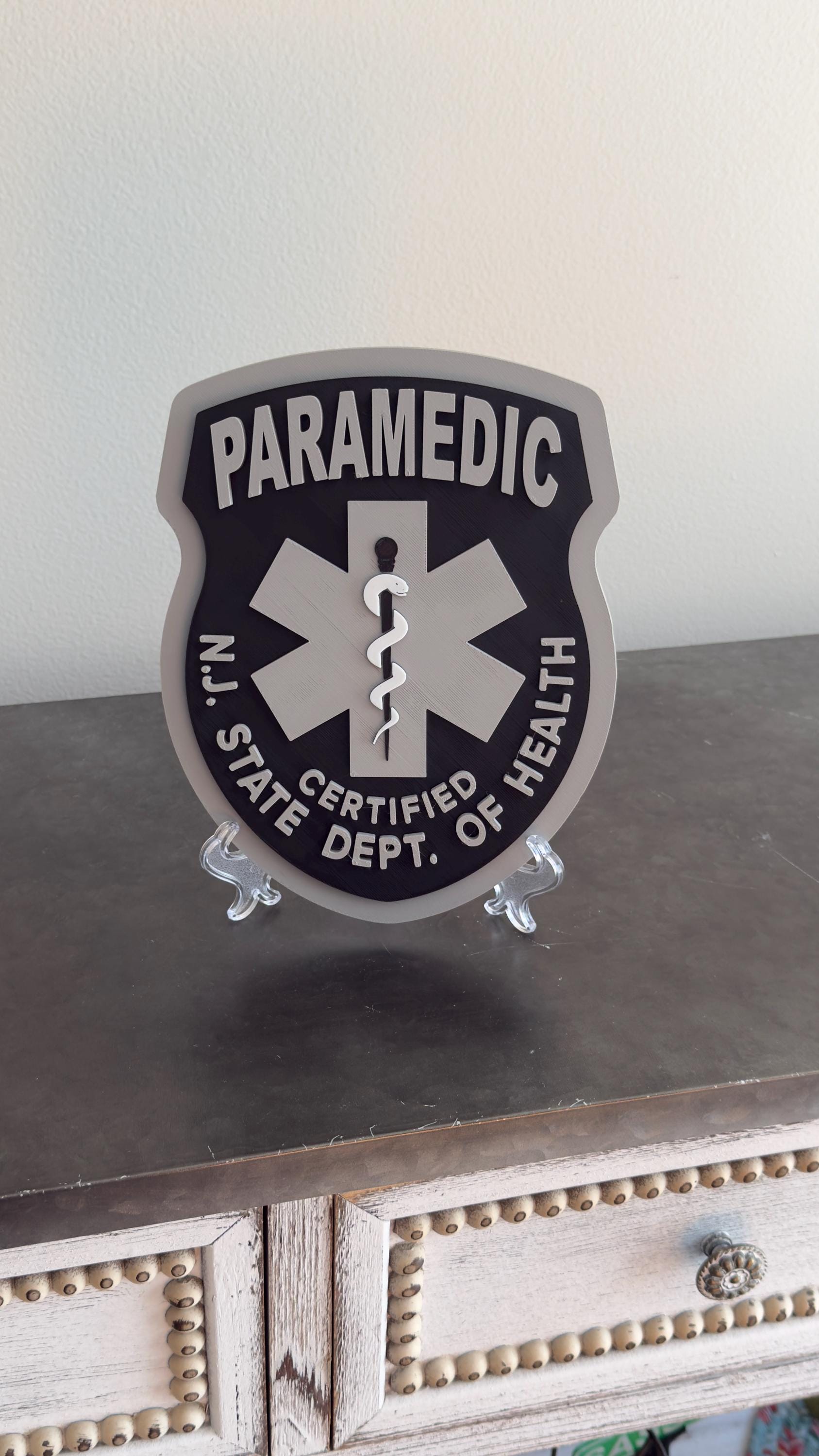 New Jersey Paramedic Plaque: First Responder Wall Art