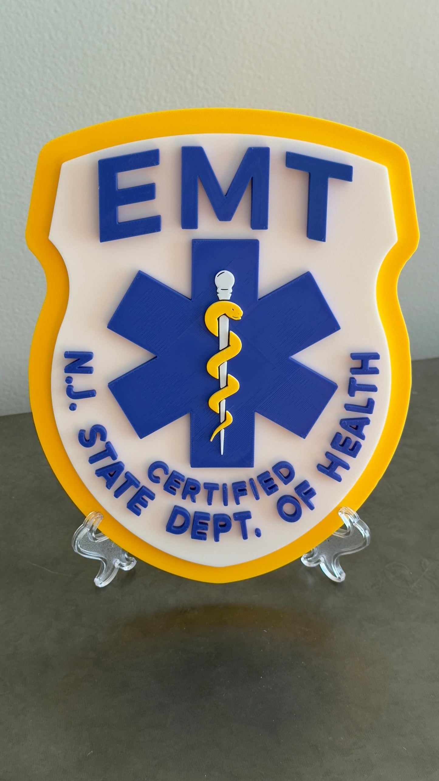 NJ EMT Plaque: 3D First Responder Wall Art New Jersey