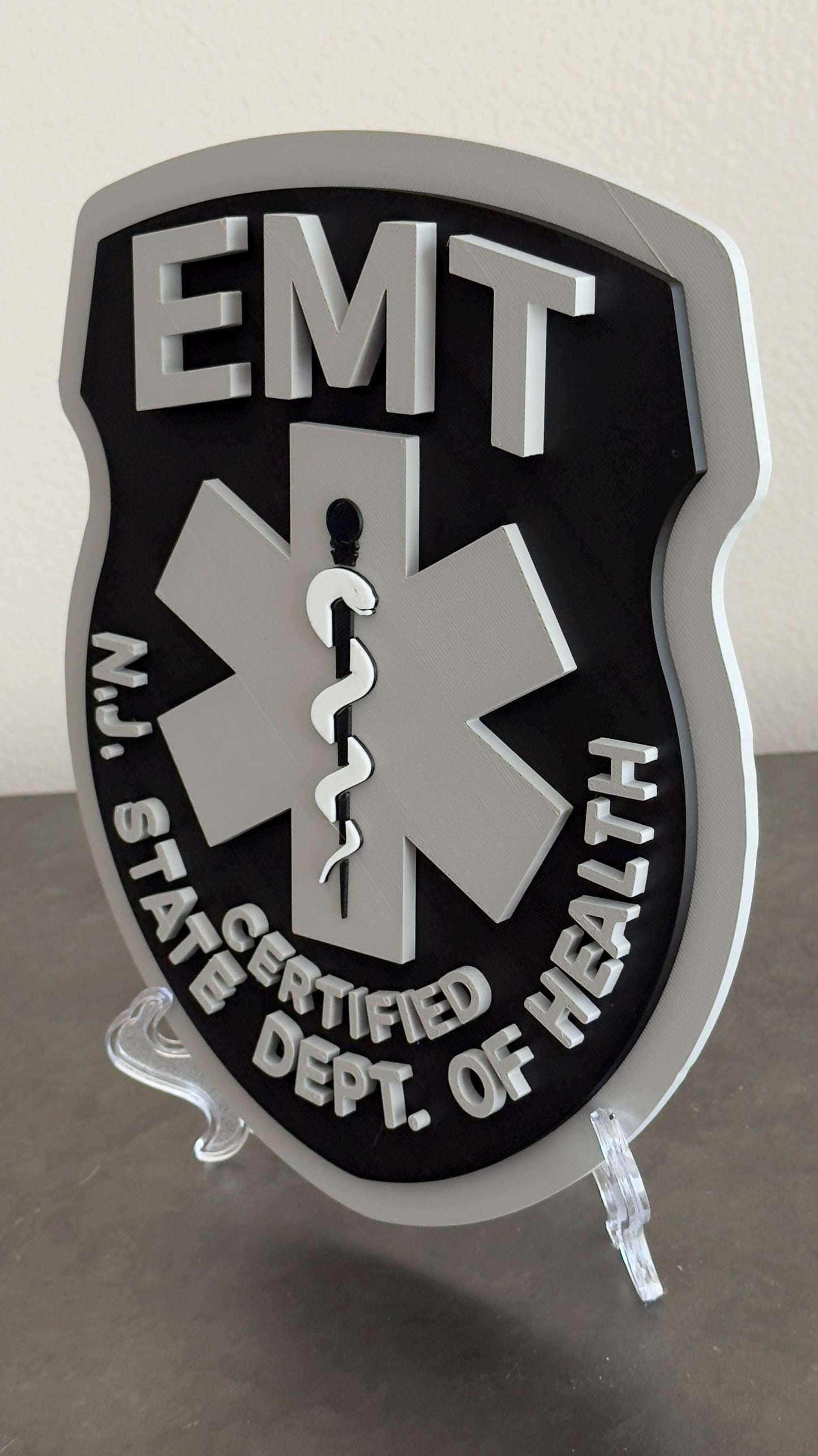 NJ EMT Plaque: 3D First Responder Wall Art New Jersey