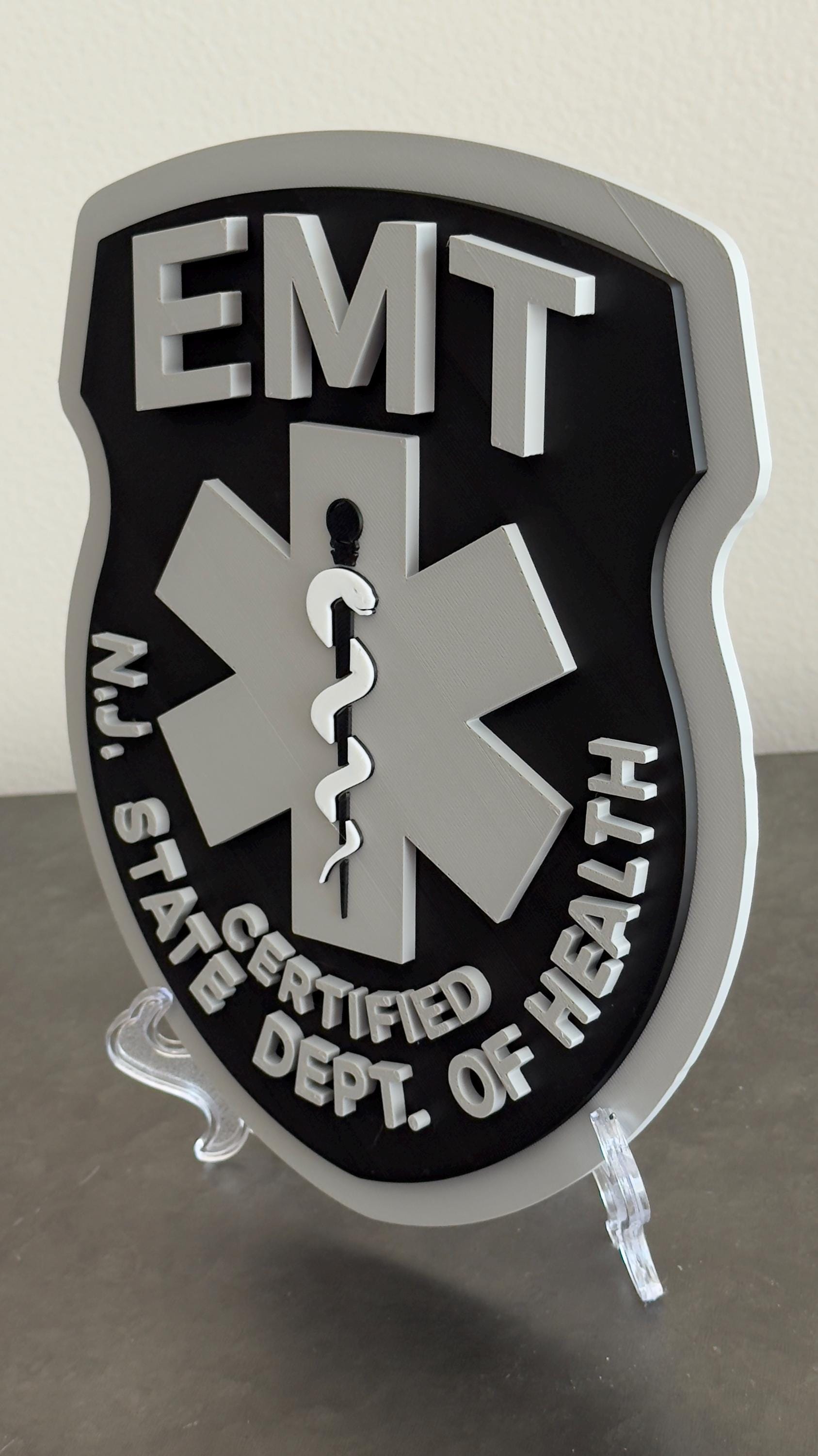 NJ EMT Plaque: 3D First Responder Wall Art New Jersey