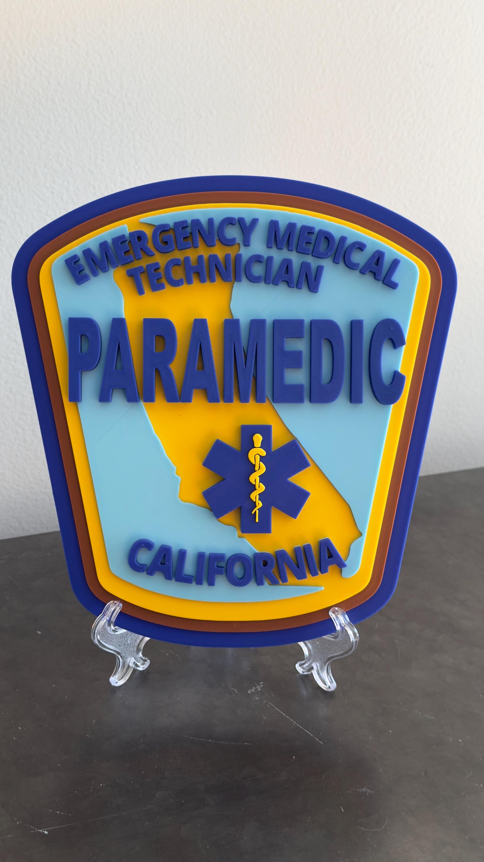 California Paramedic Plaque: First Responder Wall Art