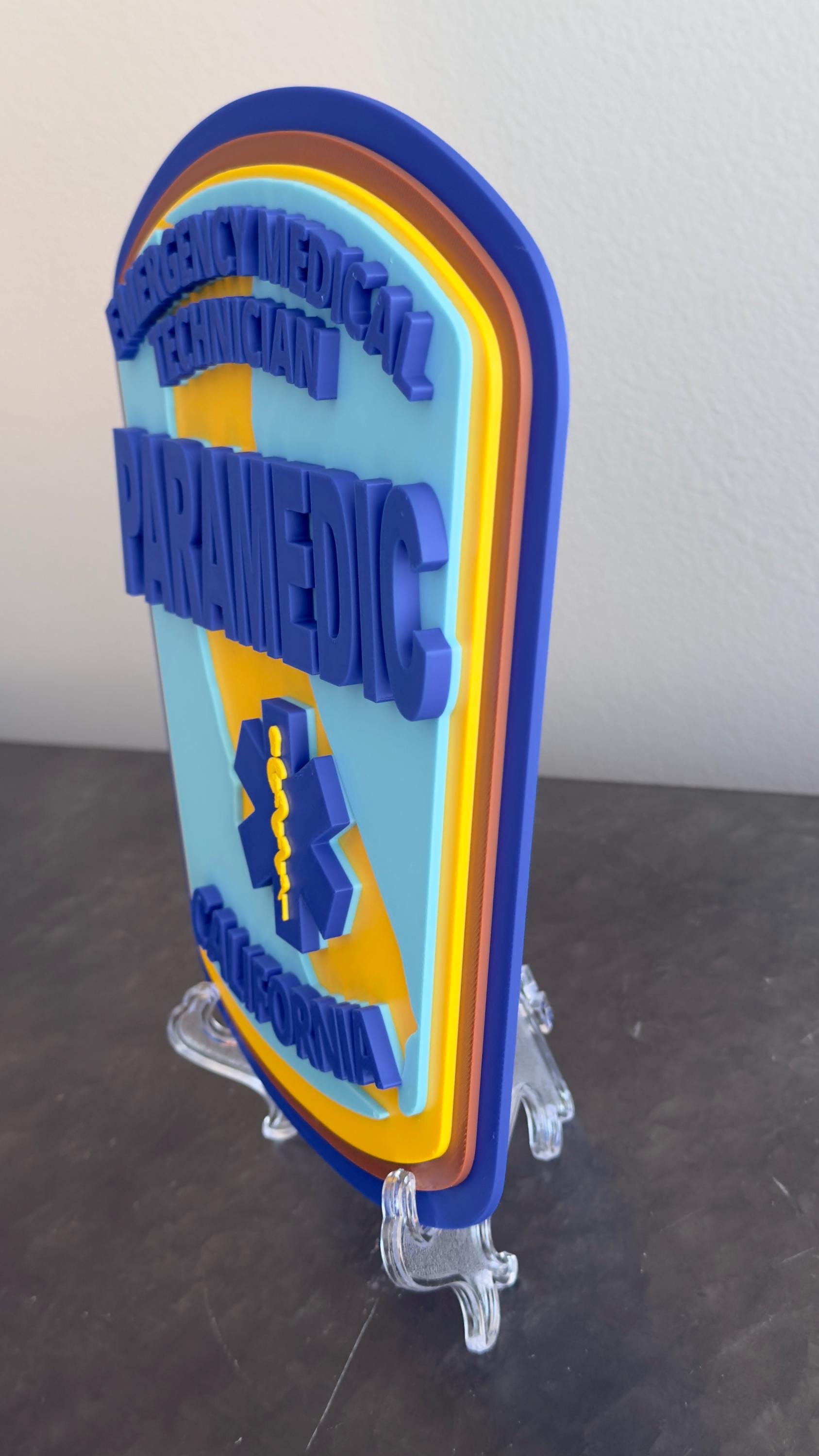 California Paramedic Plaque: First Responder Wall Art