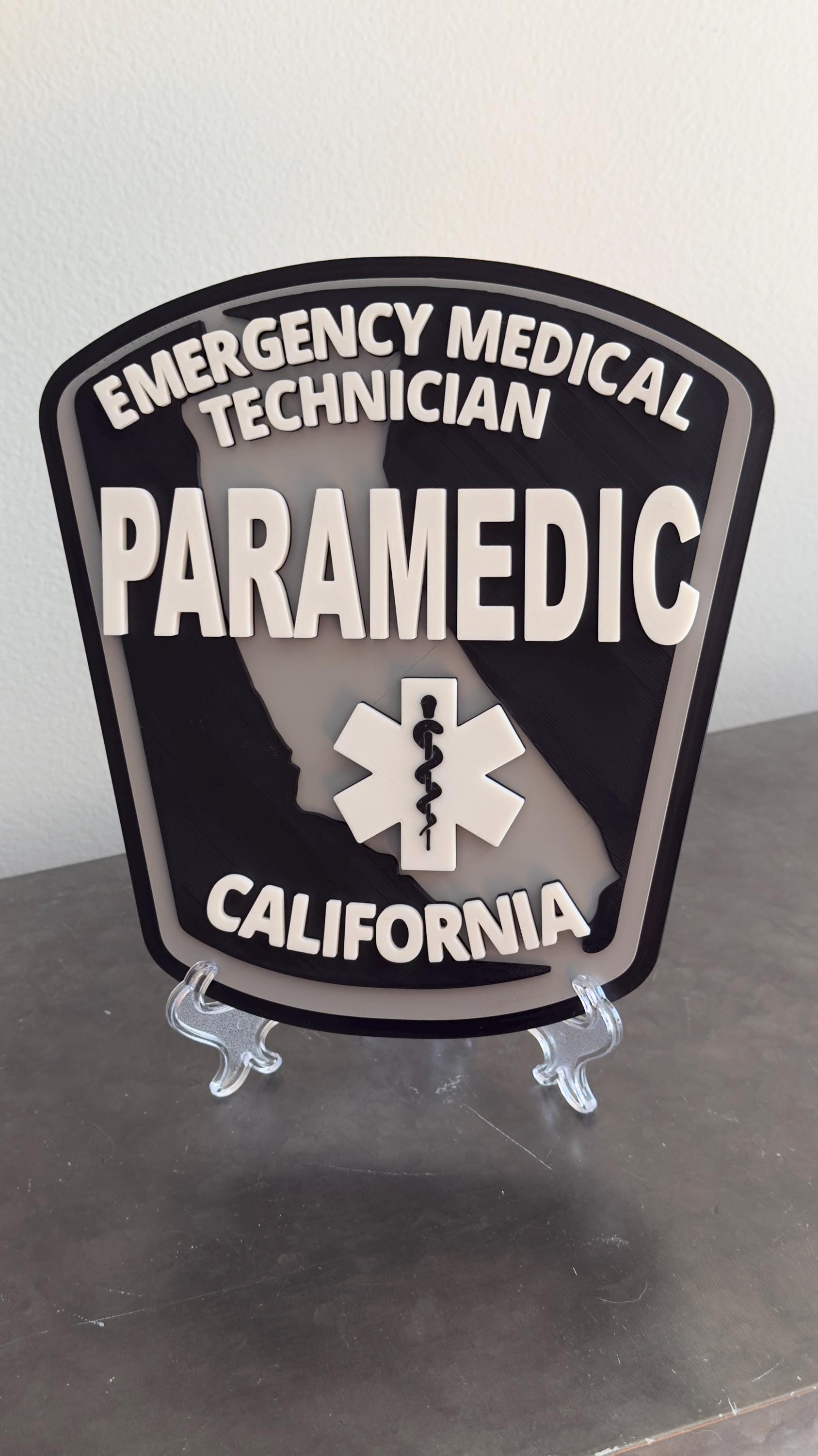 California Paramedic Plaque: First Responder Wall Art