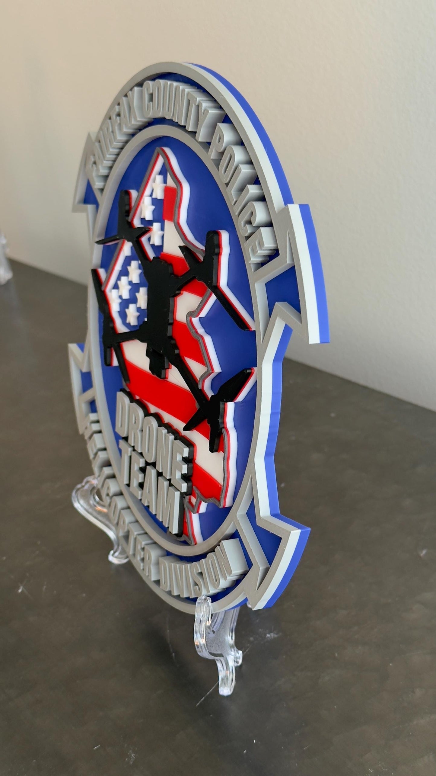 Fairfax County Police Drone Team 3D Plaque - First Responder Wall Decor Virginia