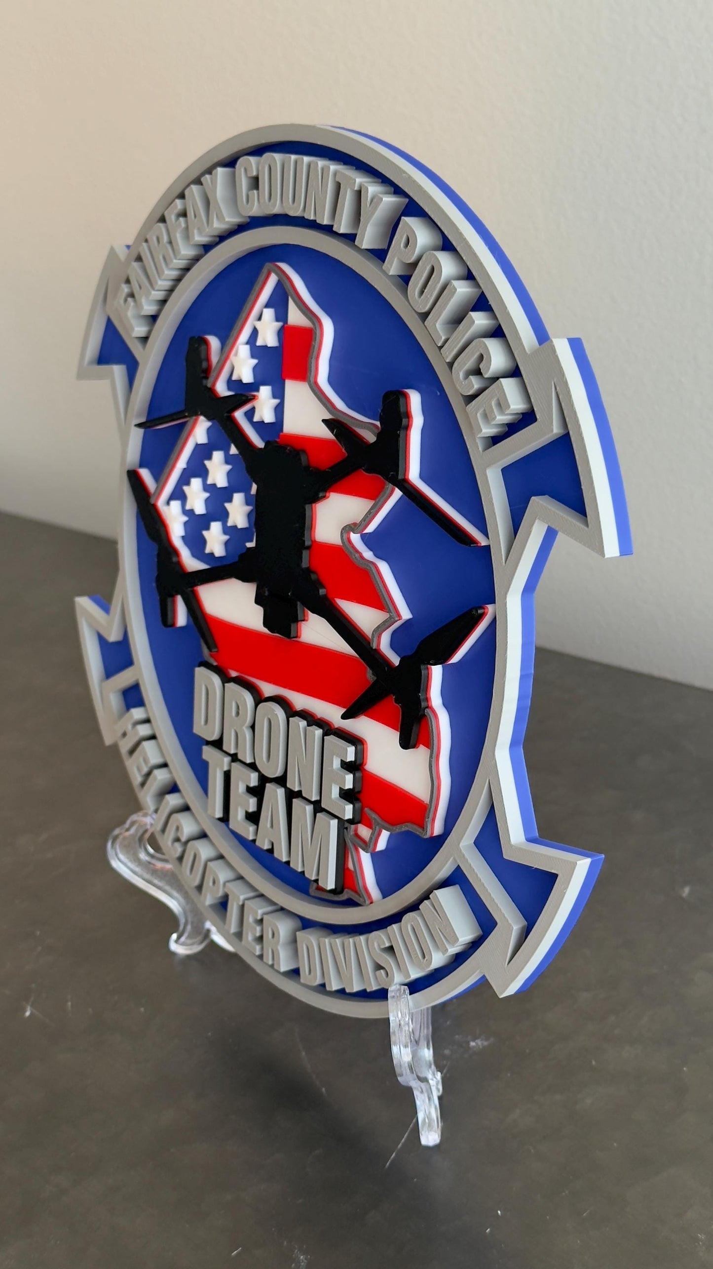 Fairfax County Police Drone Team 3D Plaque - First Responder Wall Decor Virginia