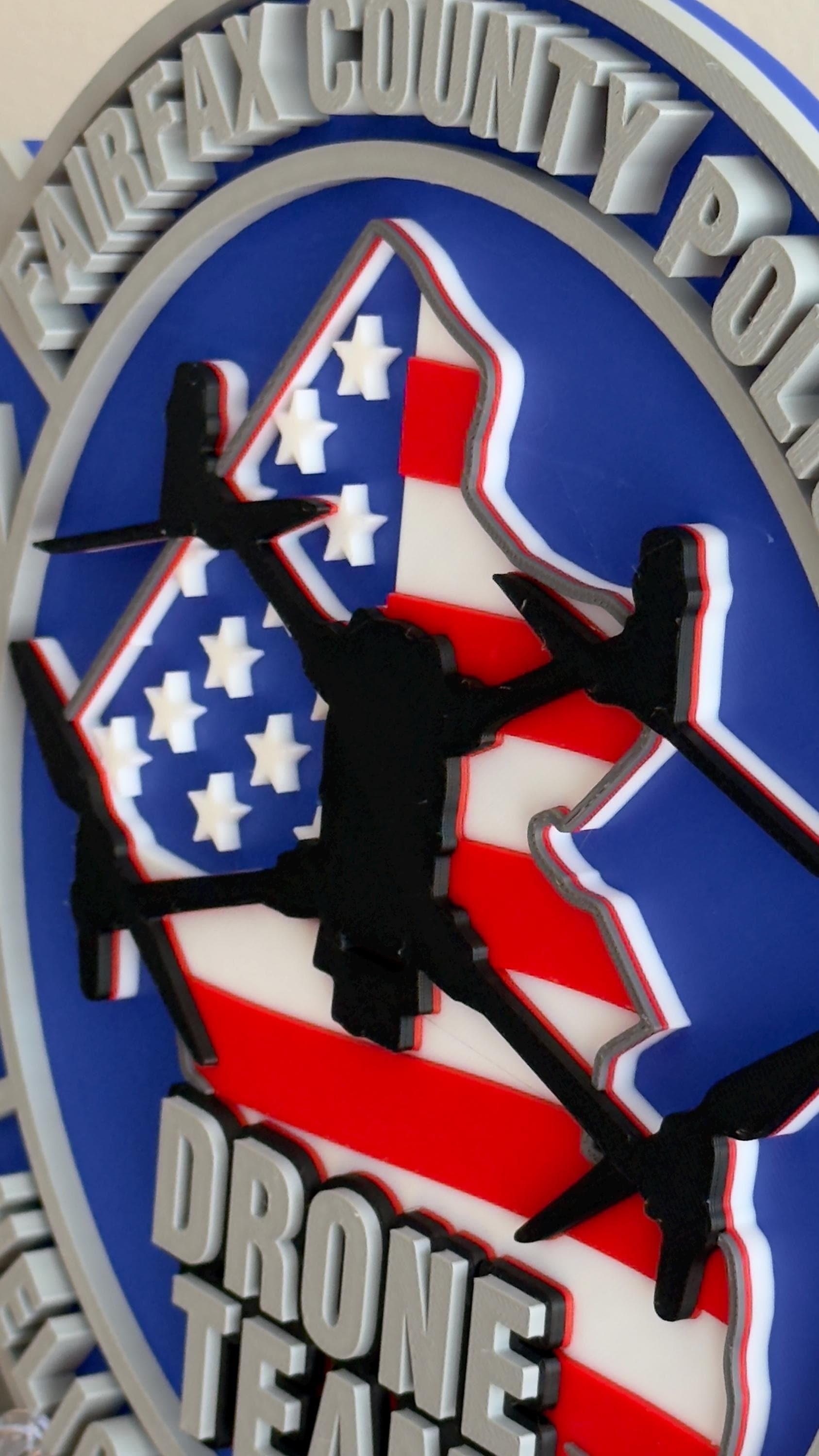 Fairfax County Police Drone Team 3D Plaque - First Responder Wall Decor Virginia
