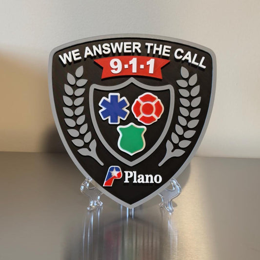Plano 911 Dis 3D Embossed Plaque: Texas First Responder Wall Art