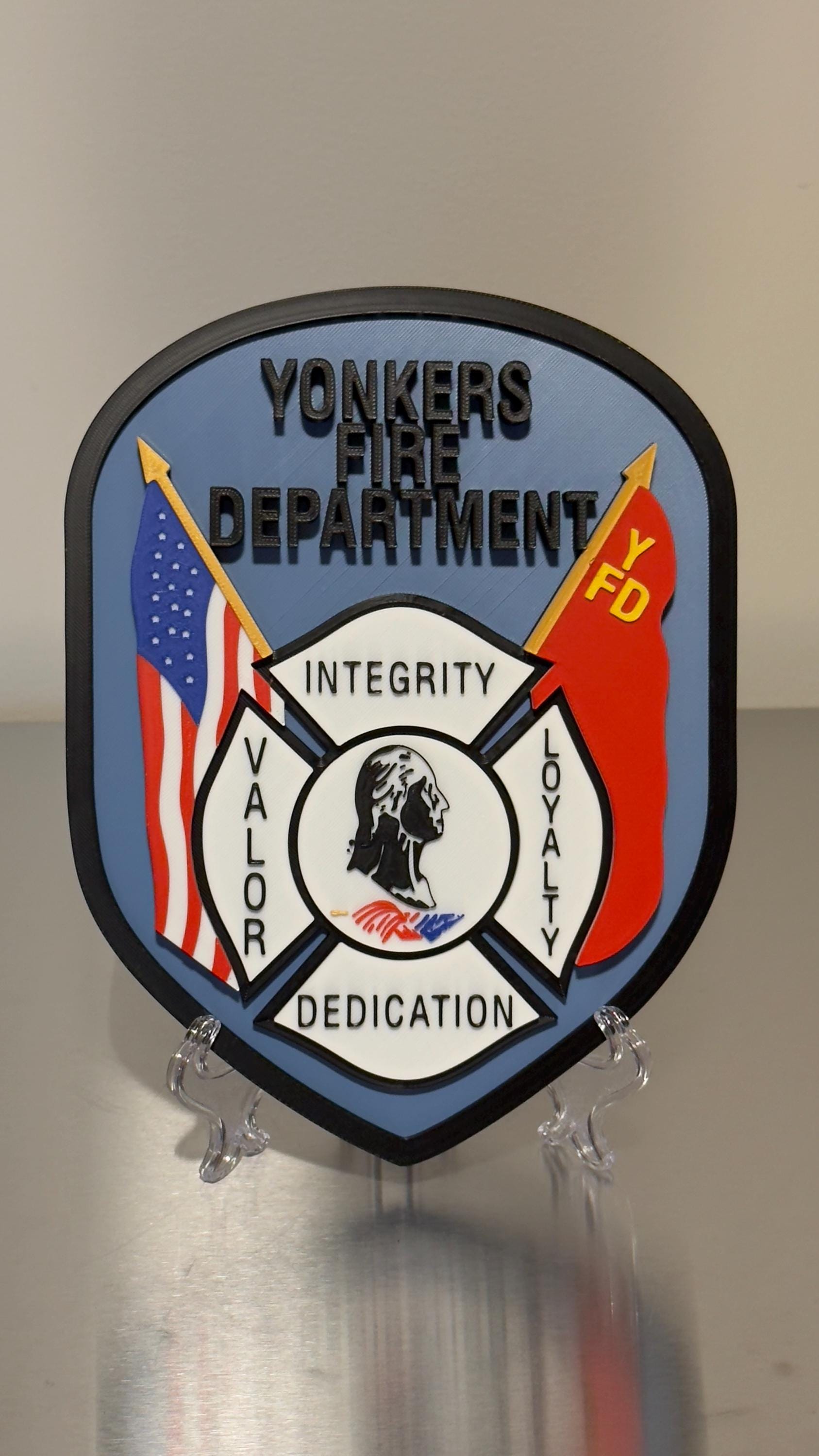 Yonkers Fire Department 3D Embossed Plaque: NY Firefighter Gift New York