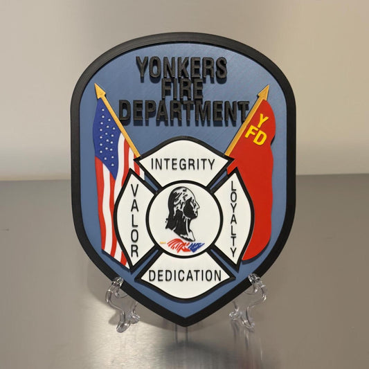 Yonkers Fire Department 3D Embossed Plaque: NY Firefighter Gift New York