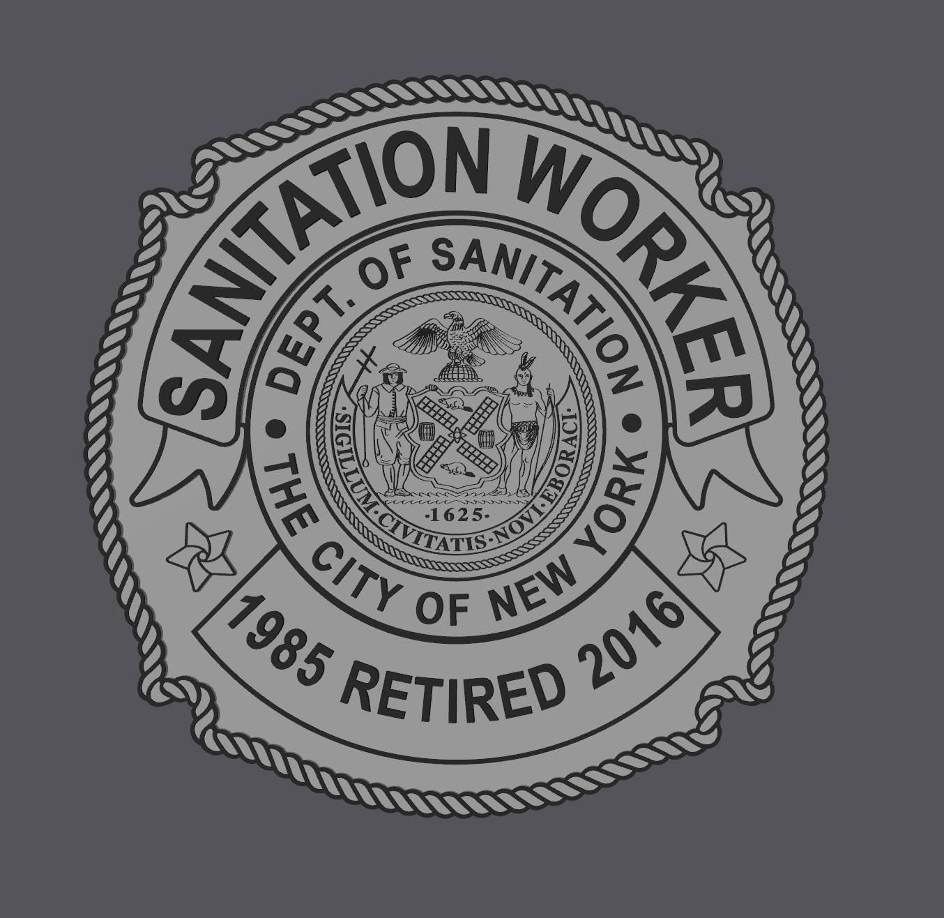 NYC Sanitation Worker Badge Plaque, 3D Embossed Plastic DSNY New York