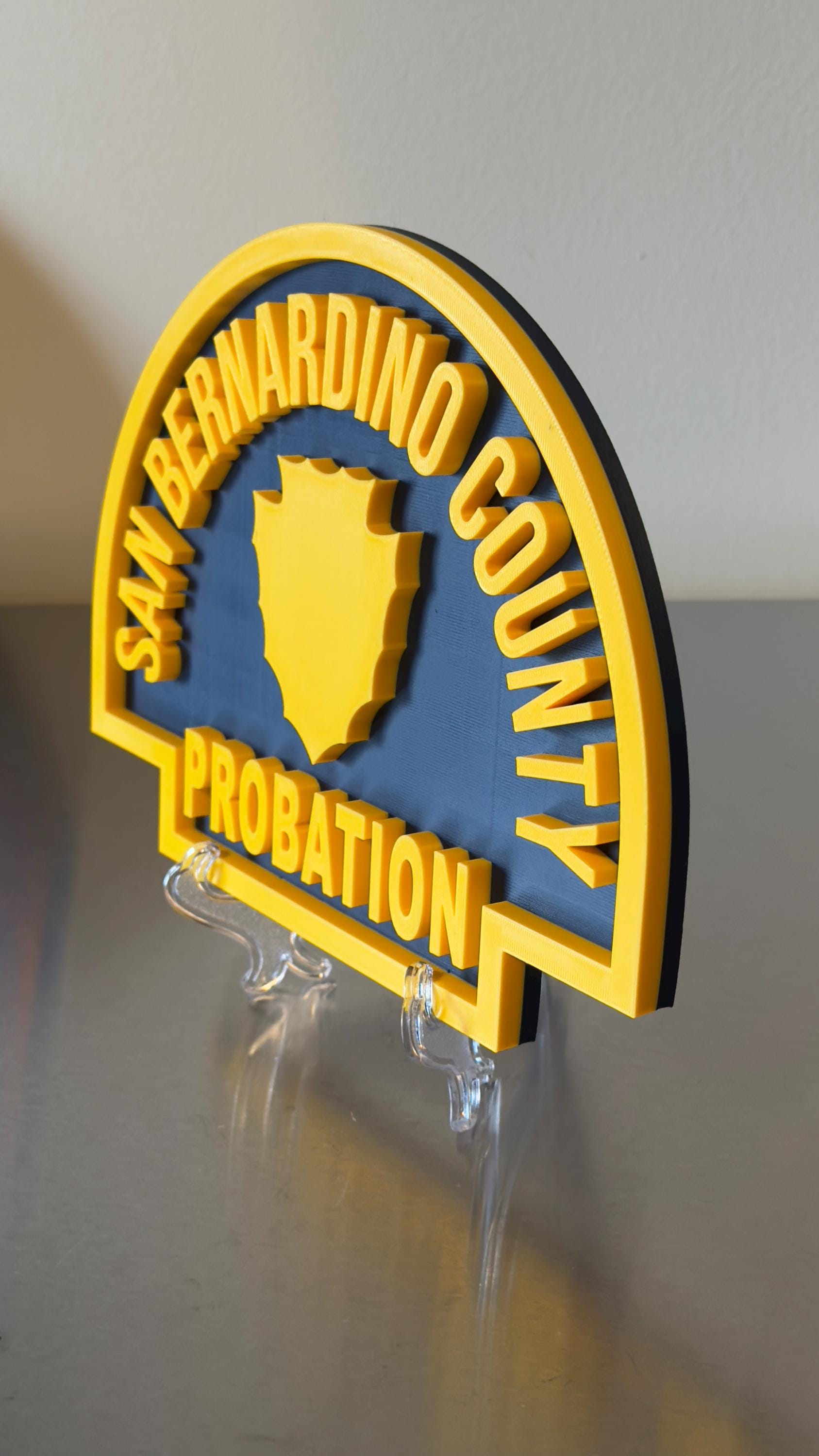 San Bernardino County Probation Plaque: 3D Embossed First Responder Wall Art California