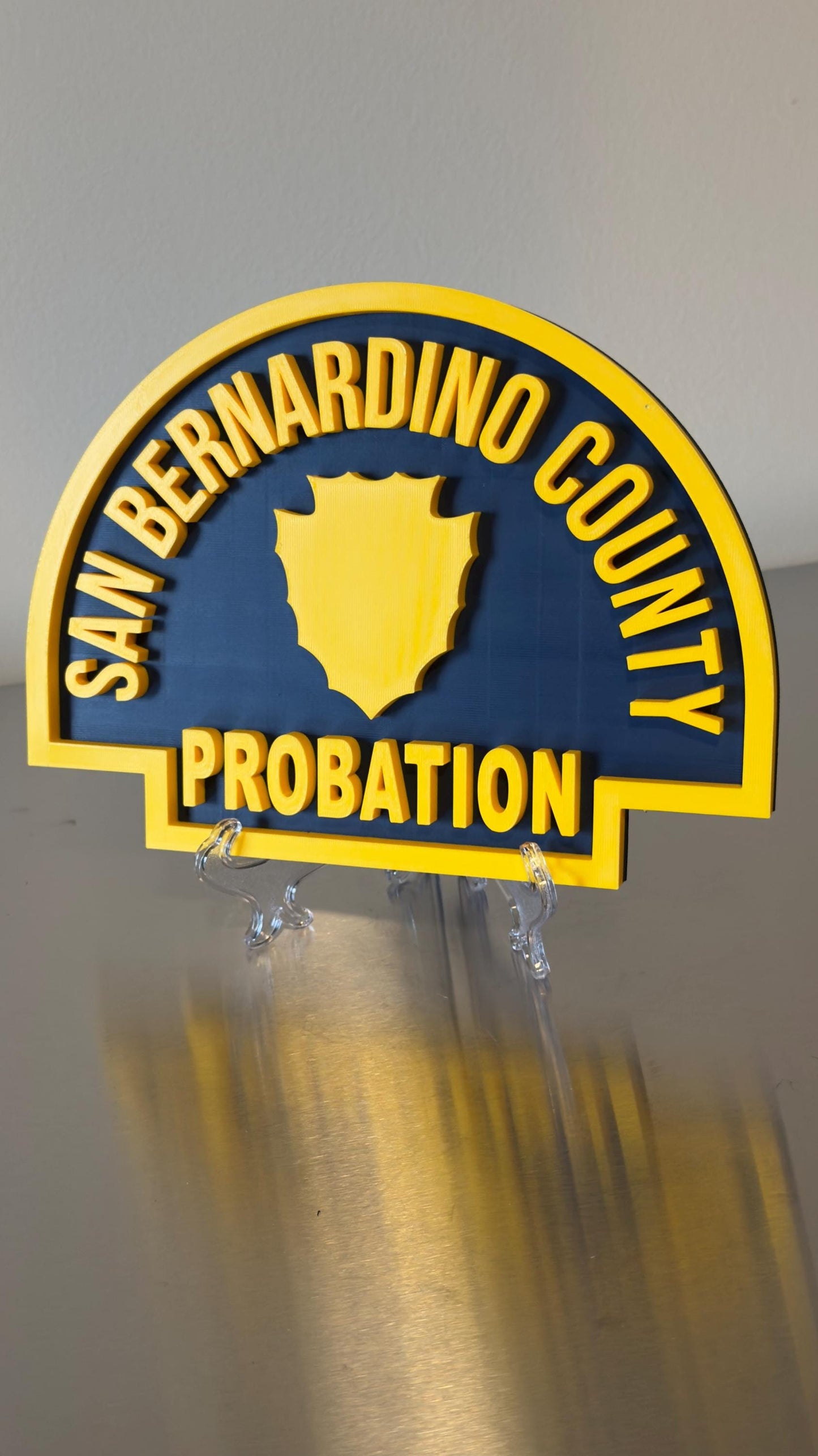 San Bernardino County Probation Plaque: 3D Embossed First Responder Wall Art California