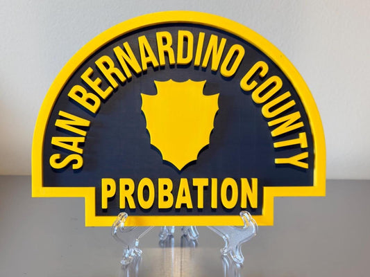 San Bernardino County Probation Plaque: 3D Embossed First Responder Wall Art California