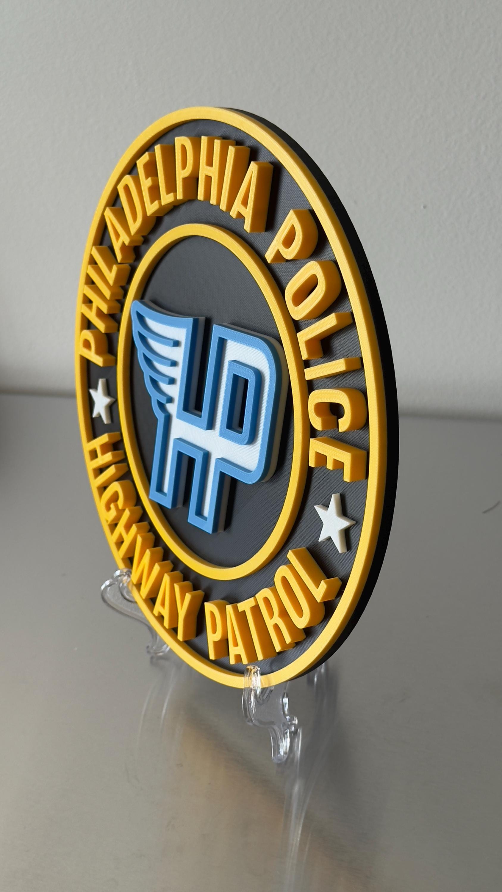 Philadelphia Police Highway Patrol Plaque: 3D Embossed First Responder Wall Art Pennsylvania