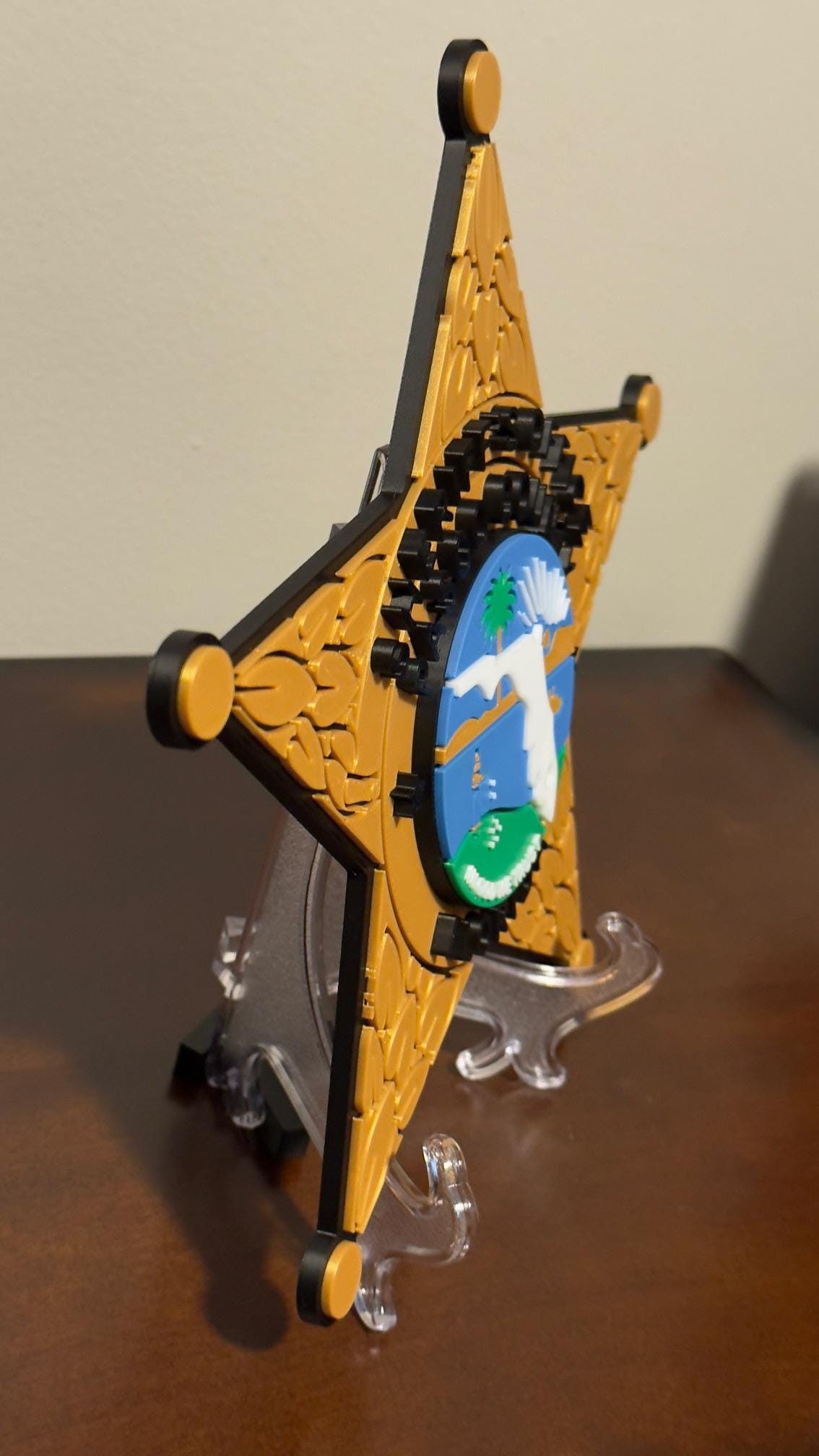 Customizable Florida Sheriff Badge Plaque - 3D Printed First Responder Wall Art